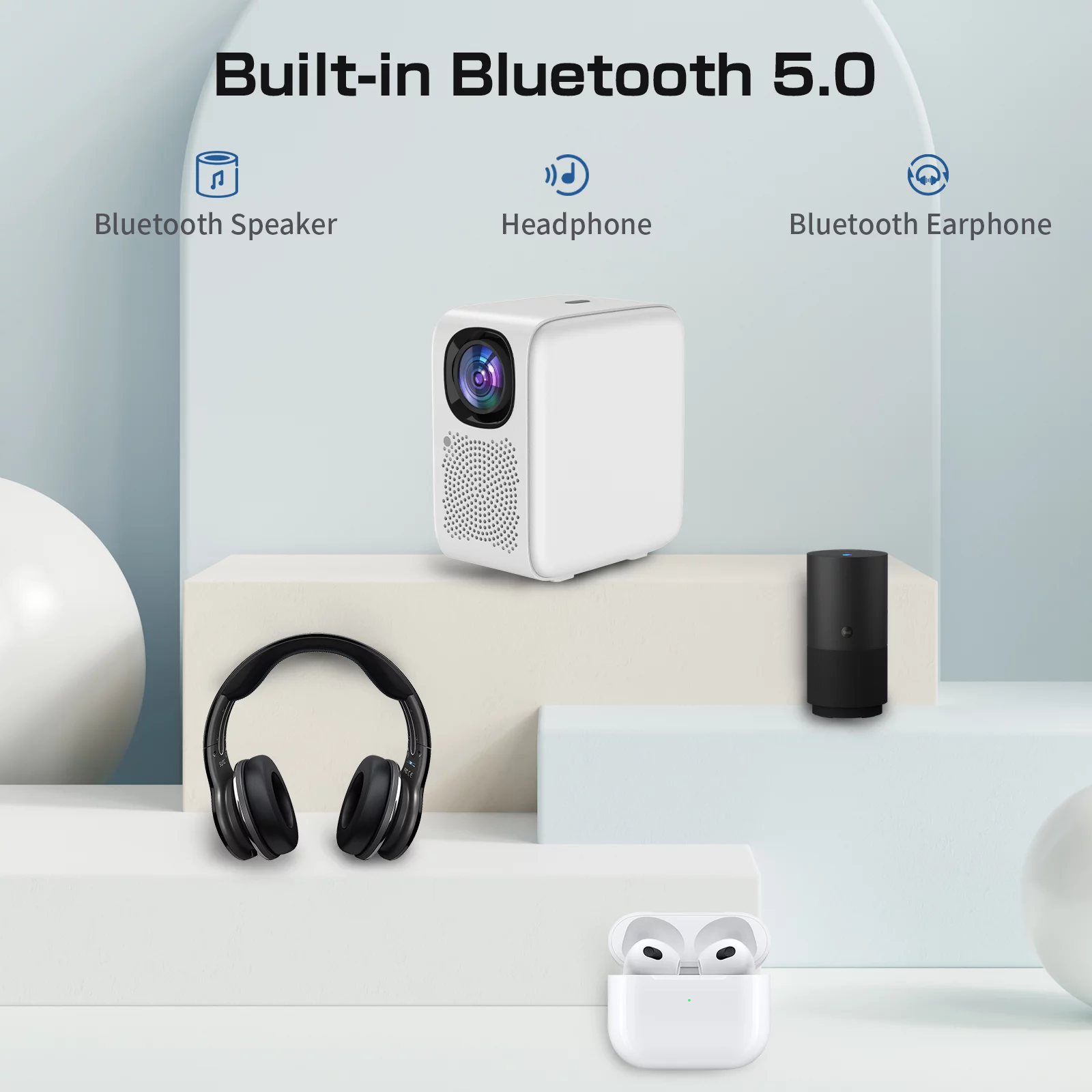 Auto Focus Projector, Native 1080P Projector 4K Supported, 5G WIFI FHD LCD Projector, Two-way Bluetooth 5.2, 1200ANSI Netflix Officially-Licensed Smart Projector, Smart Home Movie Projector