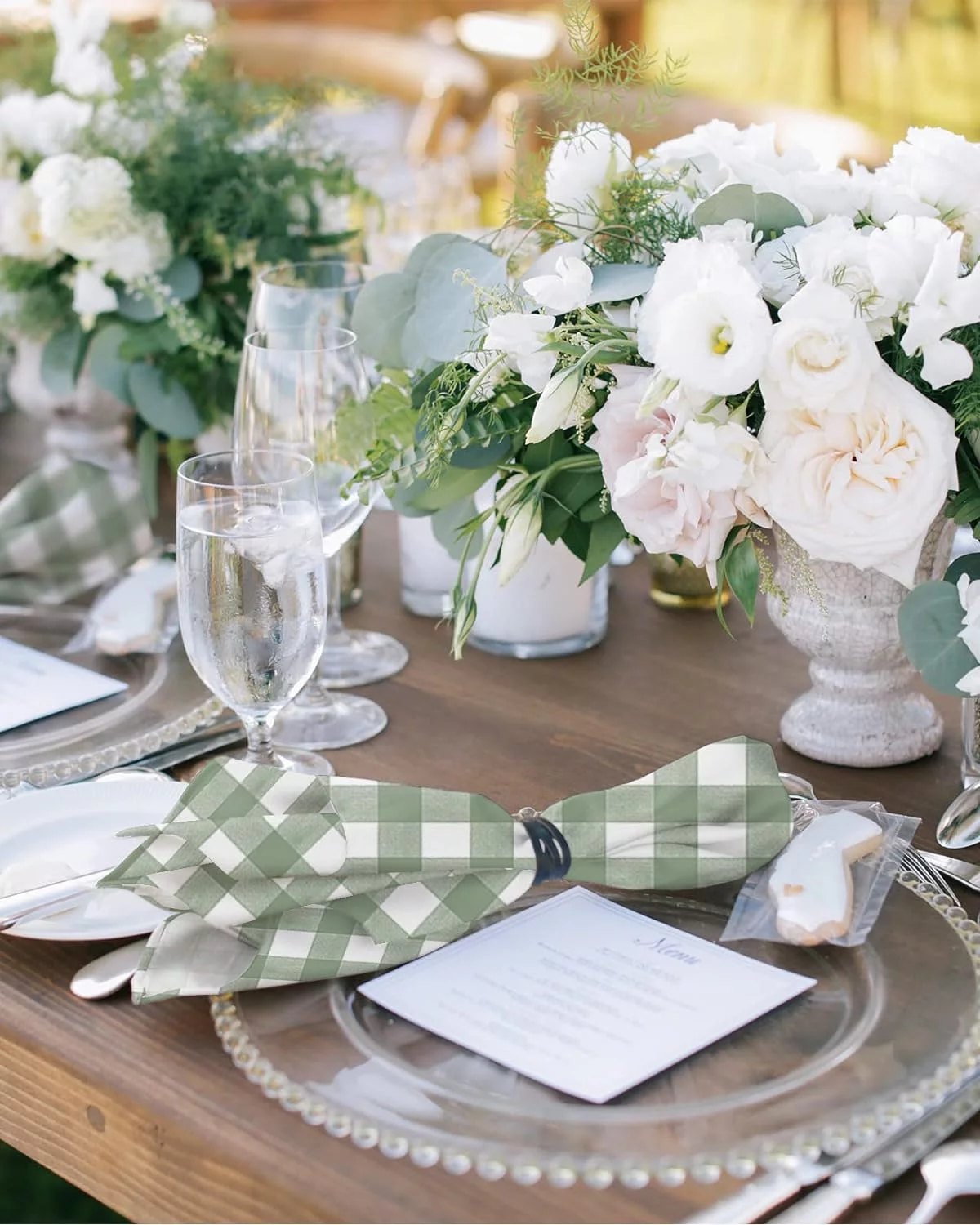 Sage Green Buffalo Plaid Dinner Cloth Napkins 20