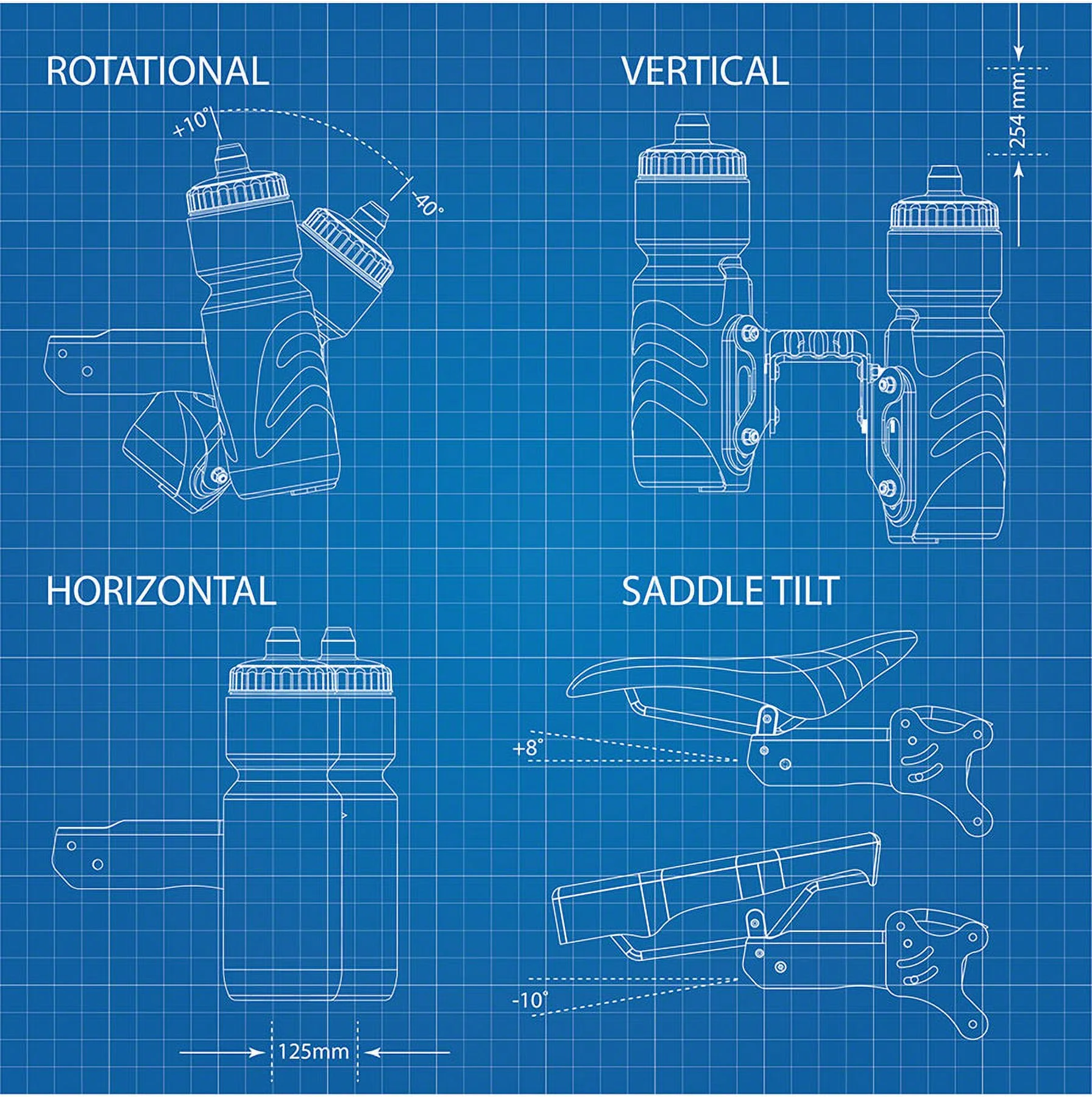 Xlab Aero Carbon Wing Behind Saddle Water Bottle Cage Mount - Includes 2 Xenon Cages