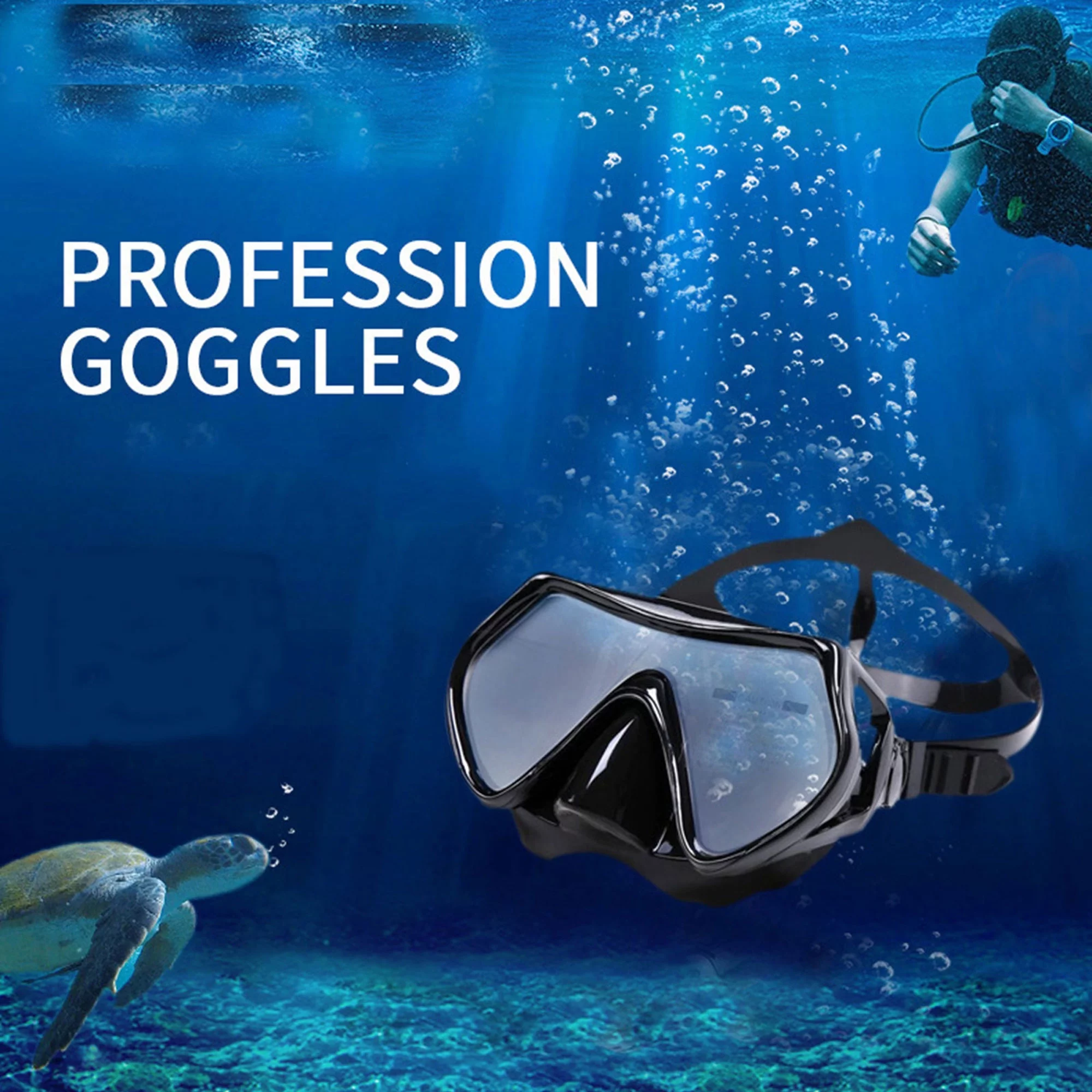Silicone Diving Mask Diving Swimming Pool Training Equipment with Anti-drop Frame Anti-fog Lens