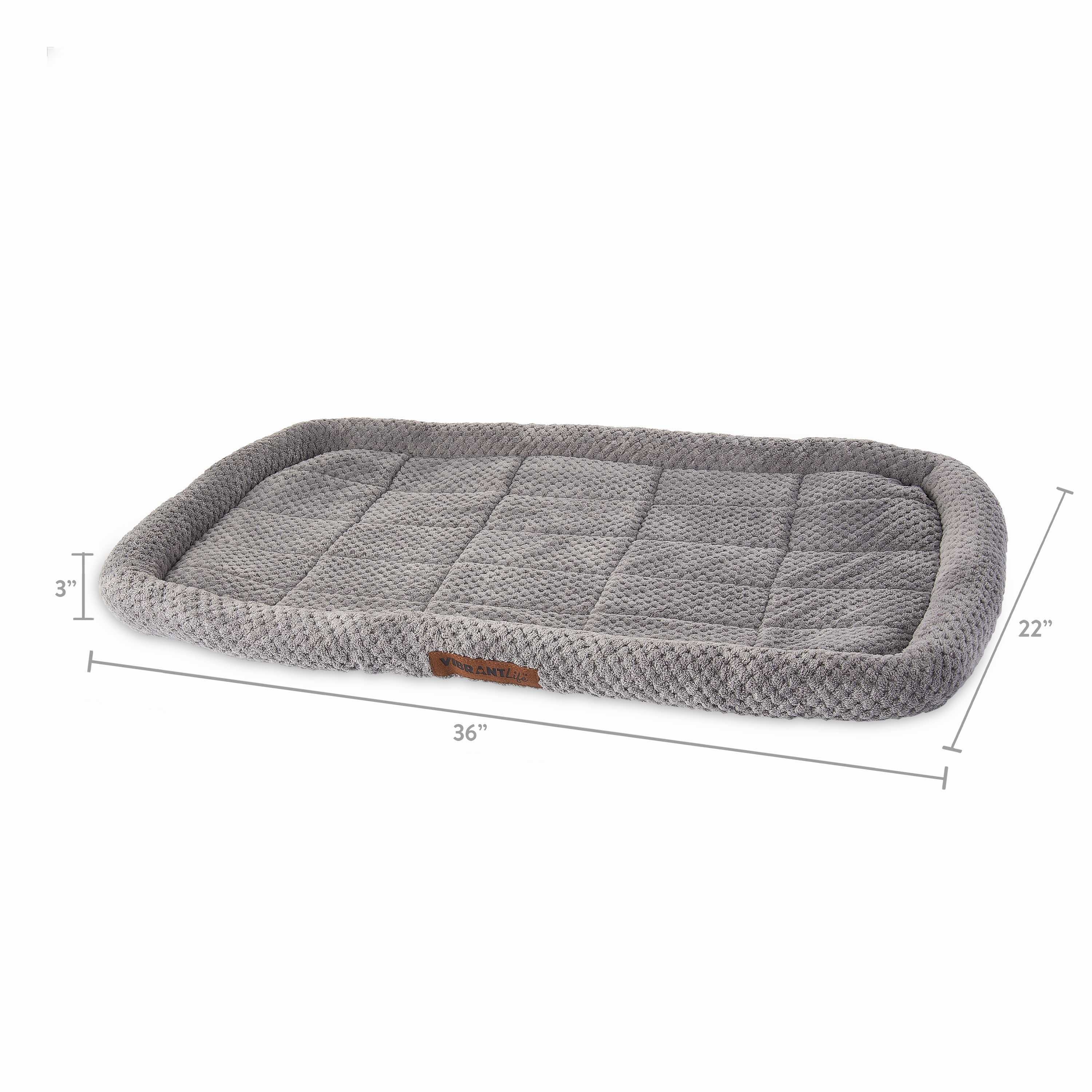 Vibrant Life Large Cozy Luxe Crate Mat Pet Bed, Gray