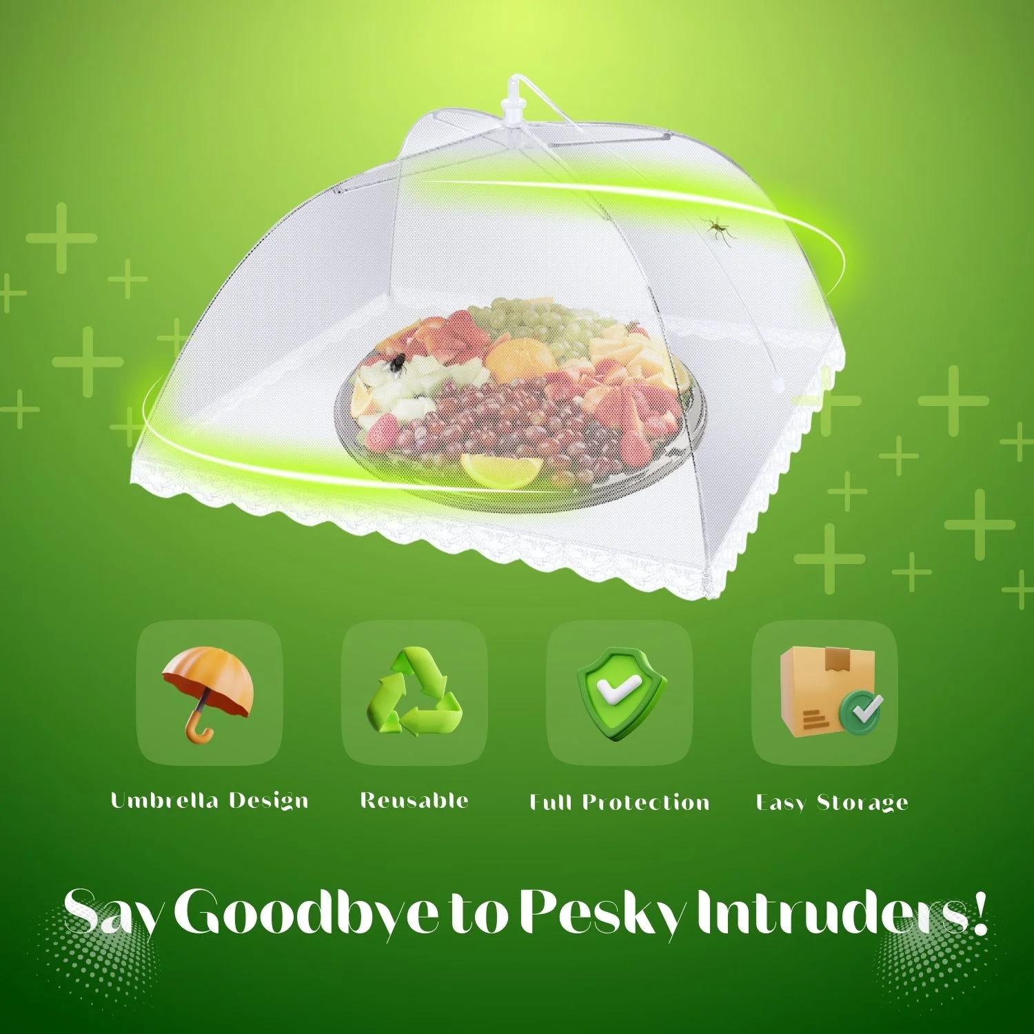 Food Cover Tent - Pop Up Mesh Screen Net Umbrella Covers Keep Out Flies, Bugs, Mosquitos, Wasps Pefect for Outdoor Picnic, BBQ, Camping, Fruit Dinner Protection, Reusable and Collapsible