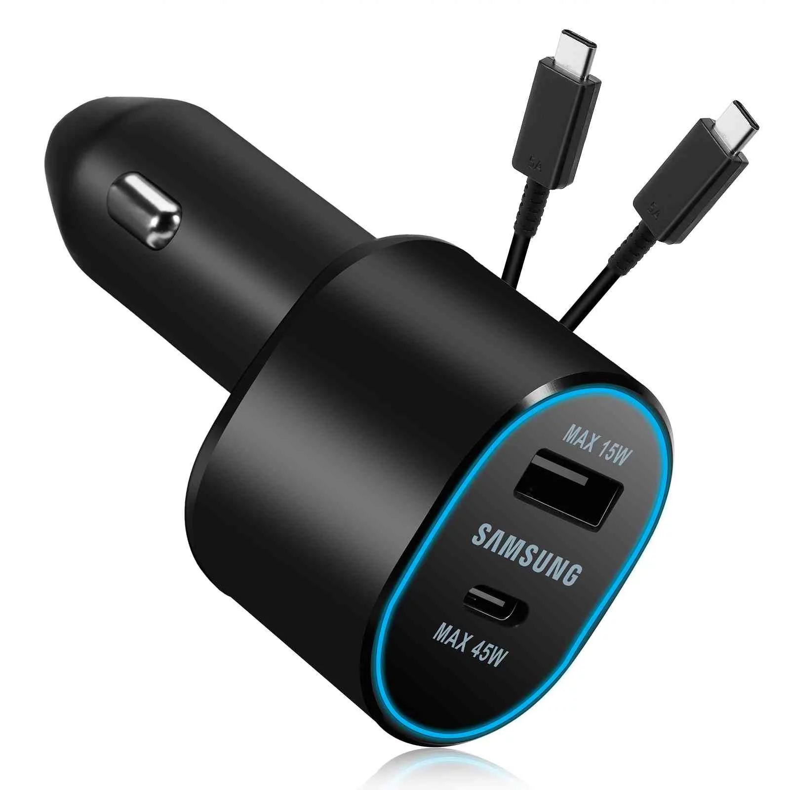 Super Fast Dual Car Charger Usb (45W+15W) Two Ports EP-L5300 Black for LG G7 Fit
