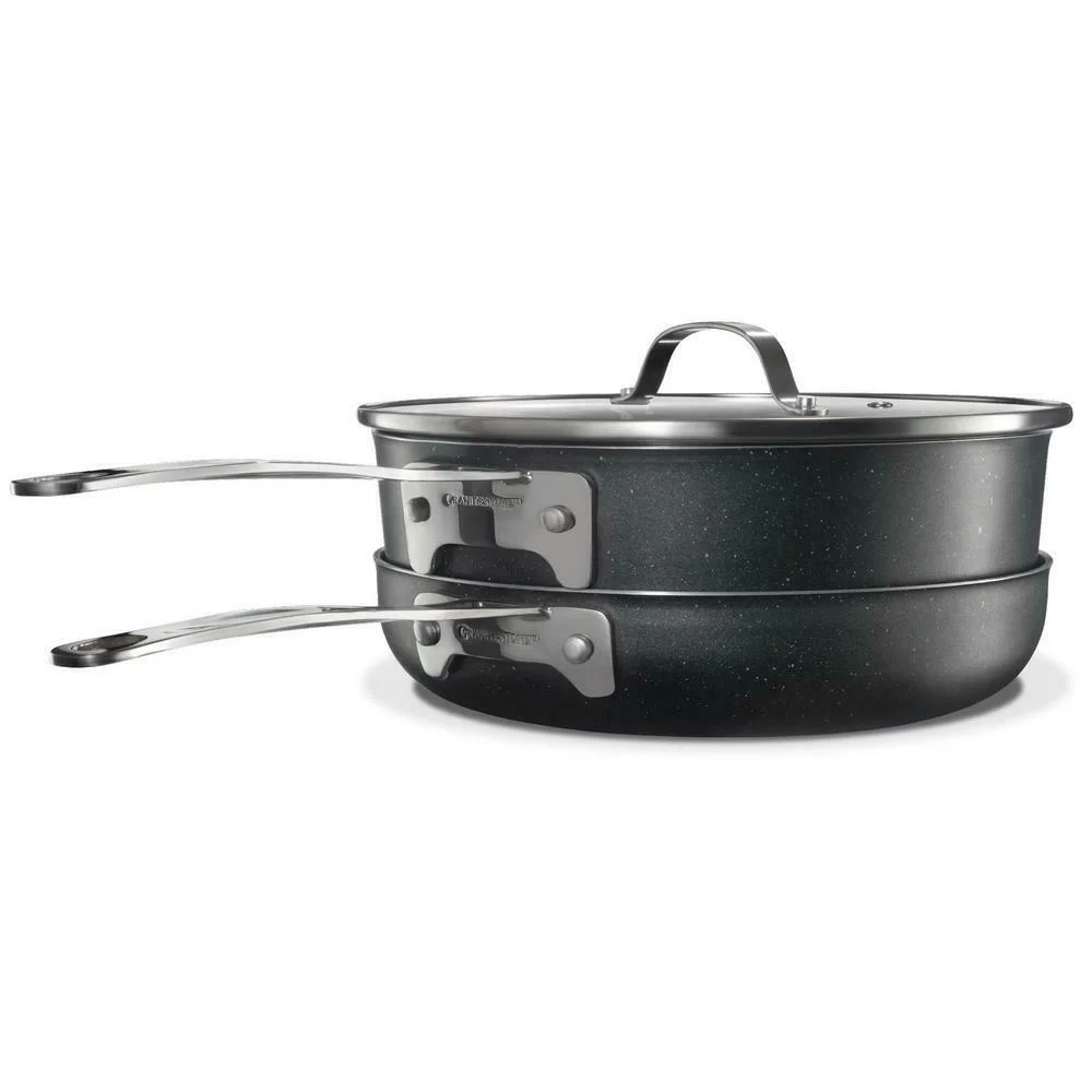 Granitestone Stackmaster 3 Piece Stackable Cookware Set - Black