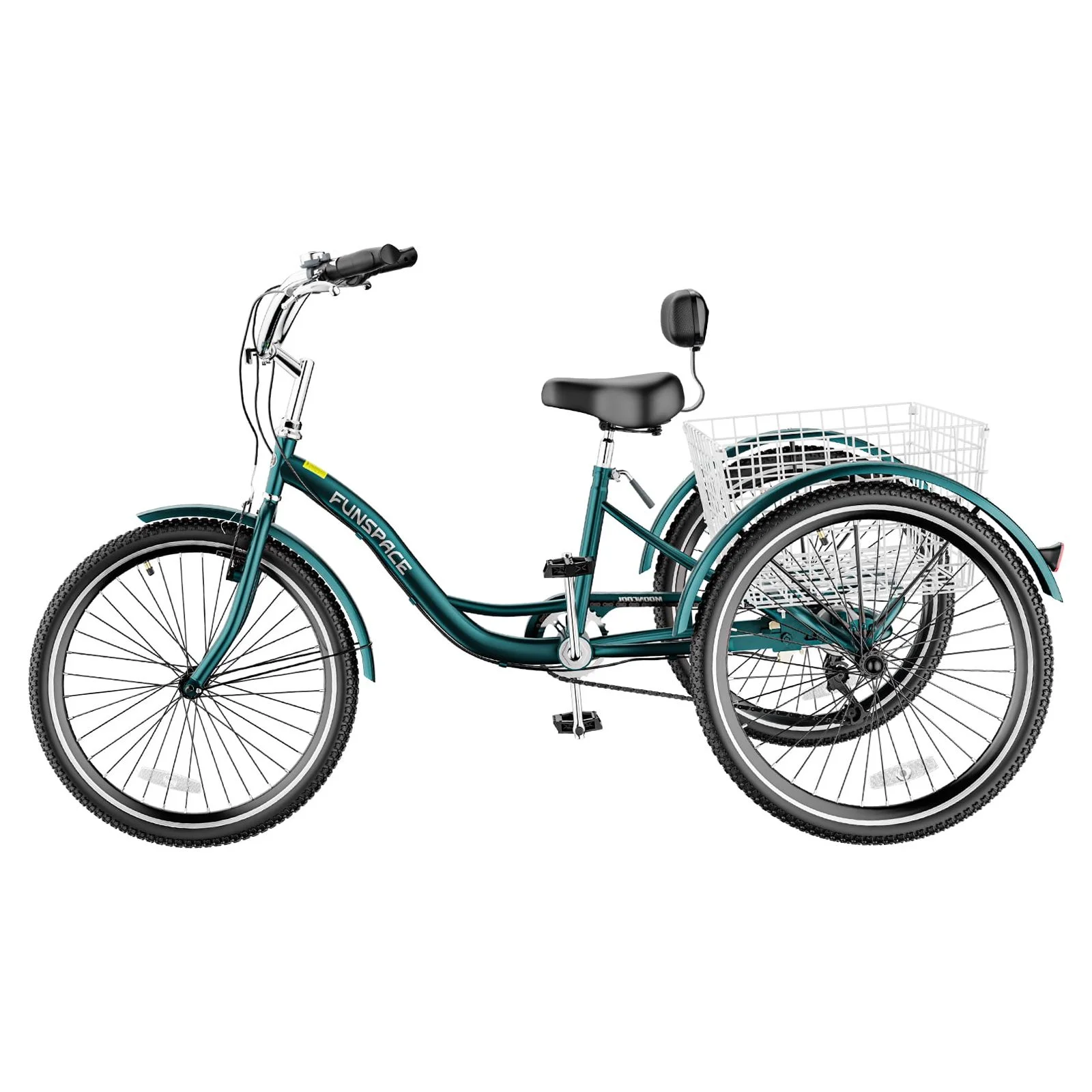 MOONCOOL Adult Tricycle Bike, Upgarded Wider 7 Speed 24 & 26-Inch Three Wheel Bike Cruise Trike, Low Step-Through with Backrest & Cargo Basket