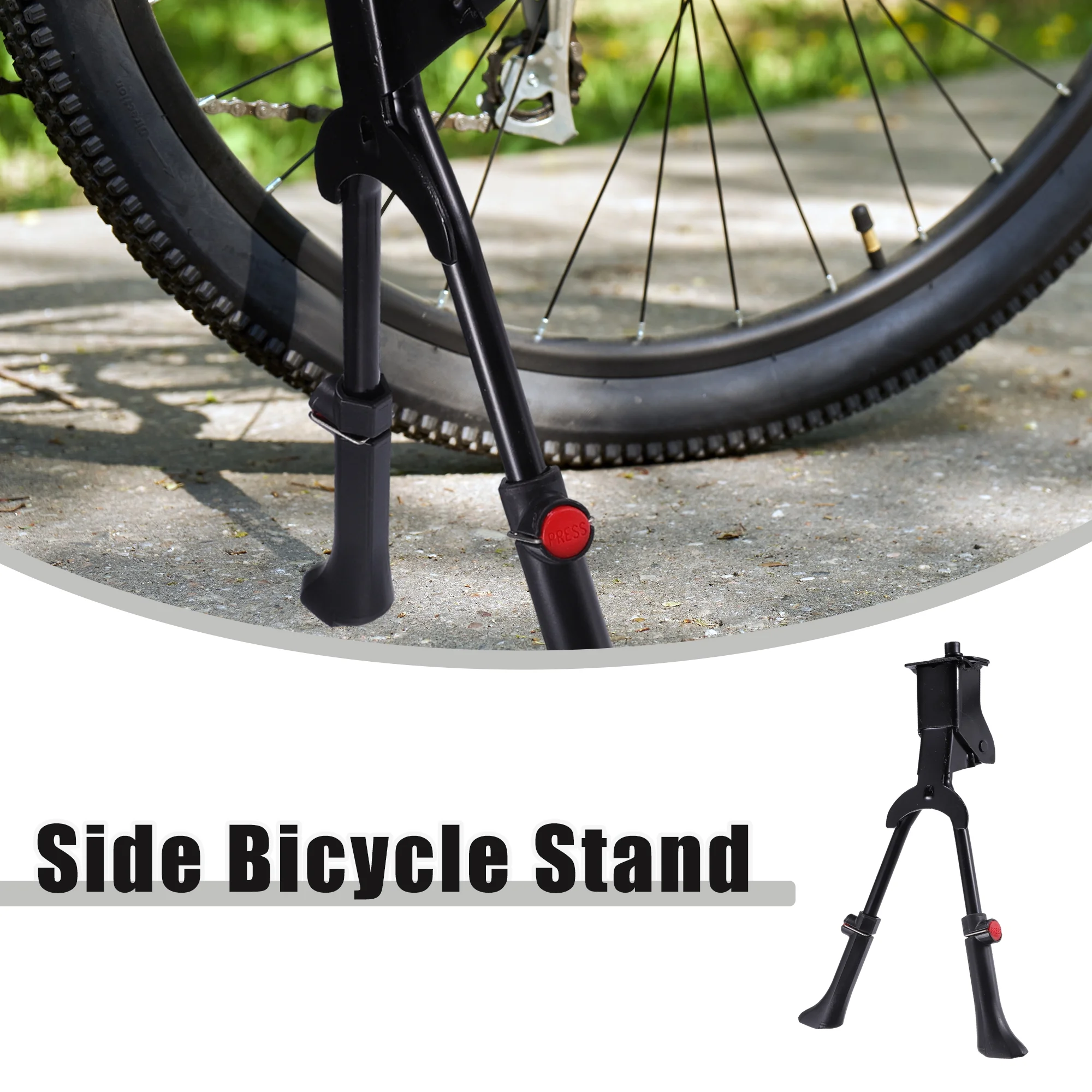 Unique Bargains 1 Pcs Aluminum Alloy Adjustable Bicycle Stand Non-Slip Side Stand Kickstand Bicycle for Mountain Bike