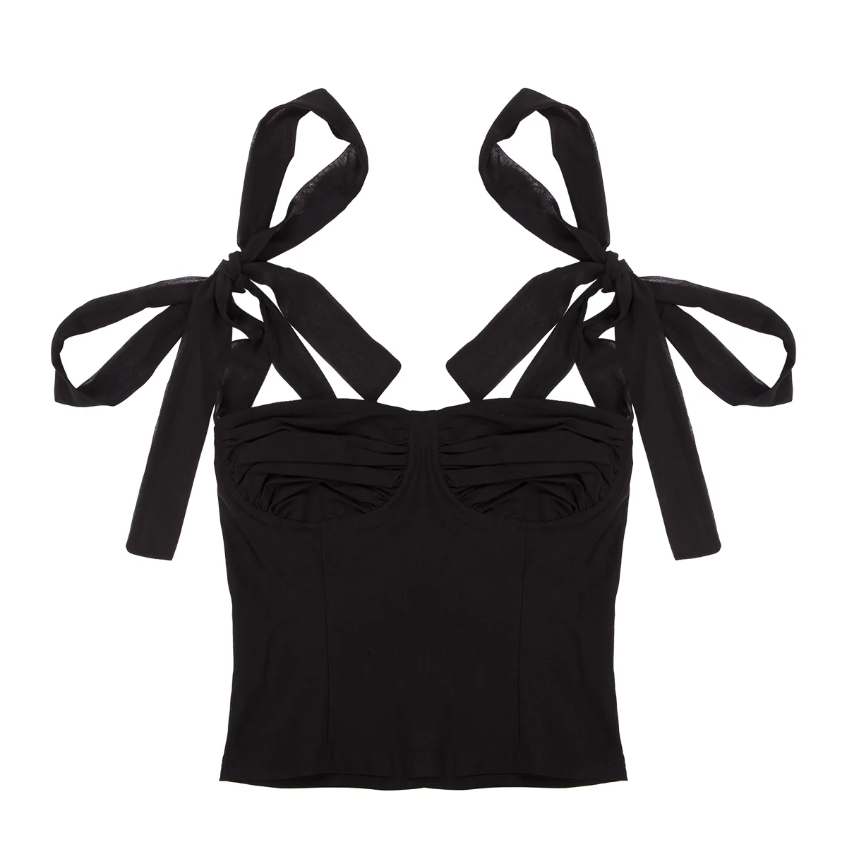 Binpure Sexy Women Bow knot tied Spaghetti Strap Shoulder Ruched Bust Crop Tank Top Strap Bodycon Tube Camis