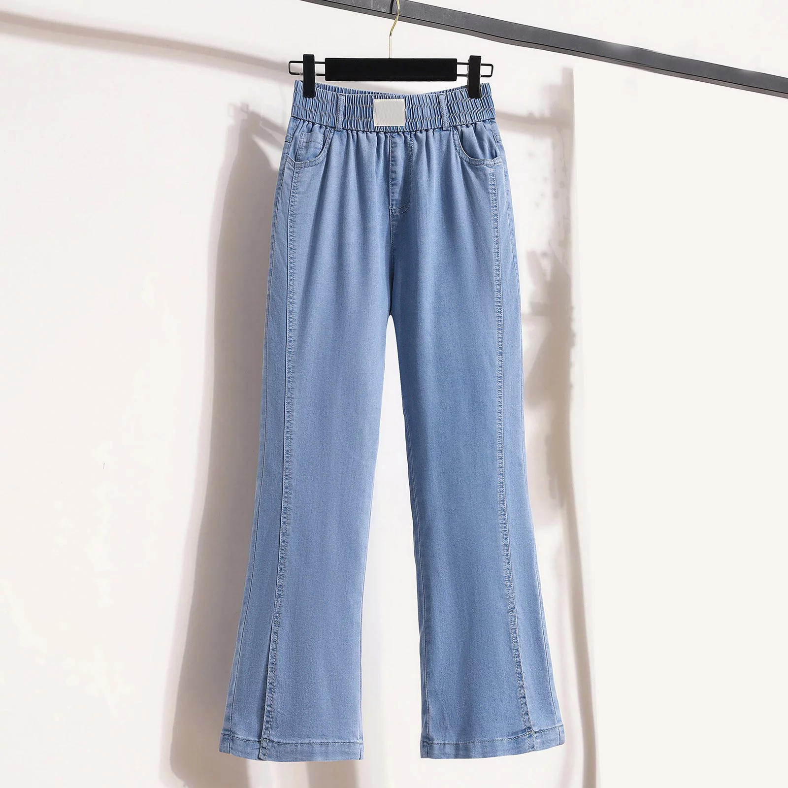 XZHGS Blue Jean Rompers Women's Thin Silk Ice Silk Plus Size Flared Jeans Black Cargo Pants for Women Womens