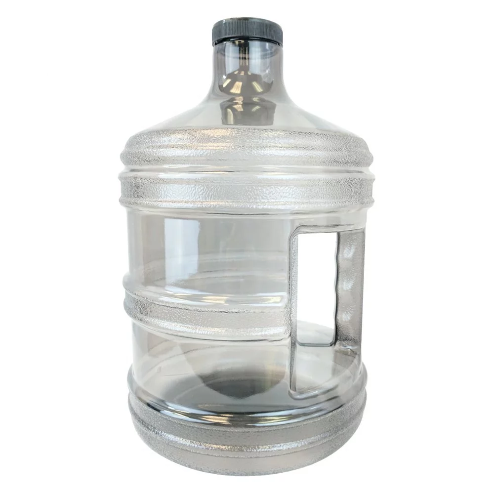 1 Gallon BPA FREE Reusable Plastic Drinking Water Big Mouth Bottle Jug Container with Holder - Black