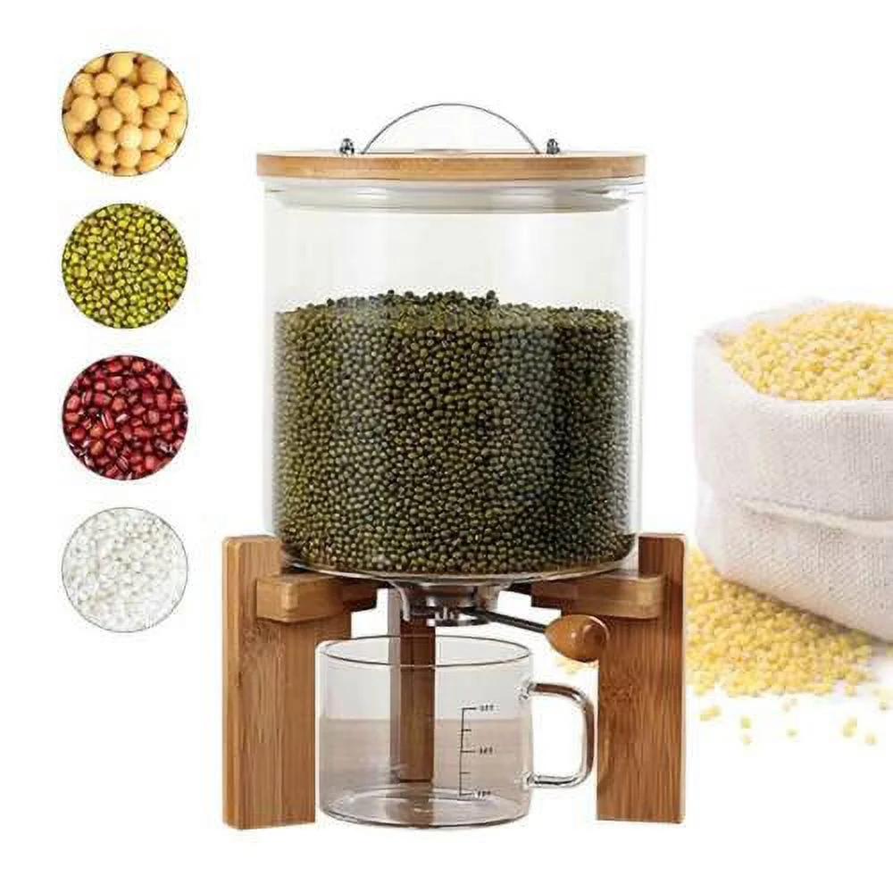 5L Rice Dispenser Grain Container Cereal Storage Dry Food Glass Bottle Organizer