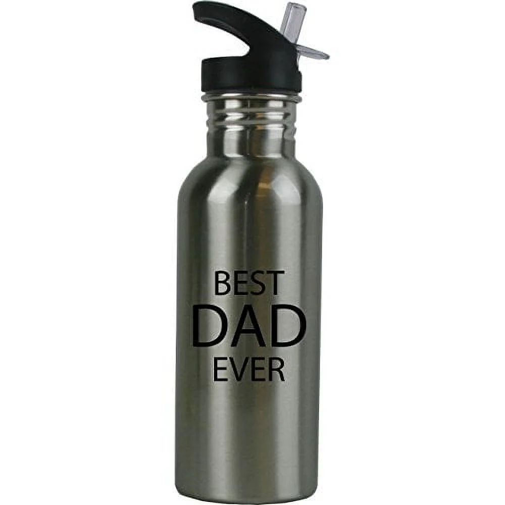 Best Dad Ever Stainless Steel Silver Water Bottle - Great Gift for Father's Day, Birthday, or Christmas Gift for Dad, Grandpa, Papa, Husband