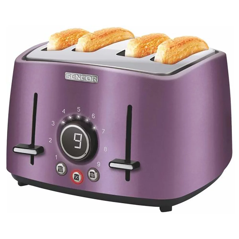 Sencor STS 6073GD Electric Wide 4 Slice High Lift Toaster w/Cooling Rack, Violet