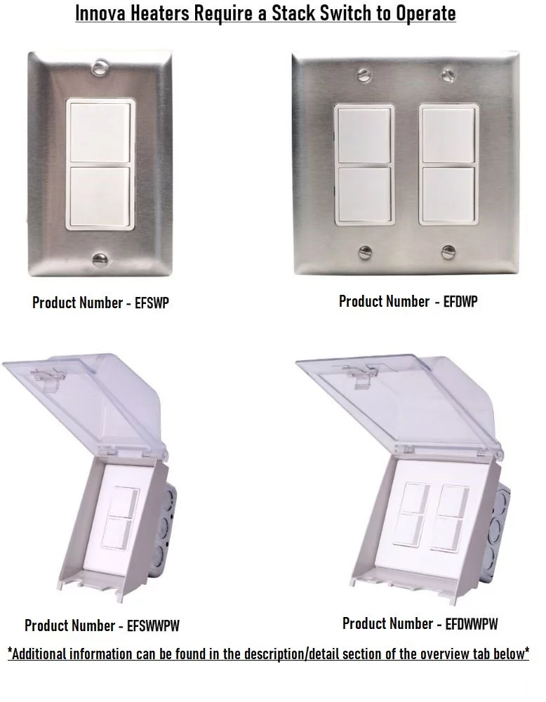 Innova-6000 Watt Electric Infrared Dual Element Heater-277 Voltage-Black Finish-Brix Decorative Fascia-Outdoor Wall Mount Electric Heater-EF60277B5