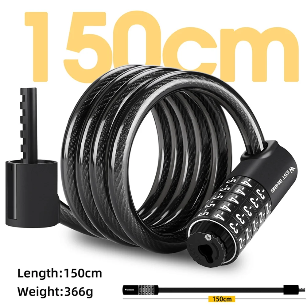 Bike Locks,Combination Lock Cable5 Lock -theft Coiled Cable Lock Ebike Bike Locks Lock 5 Resettable Combination Coiled Cable Lock -theft Coiled Cable Lock Huiop Lock