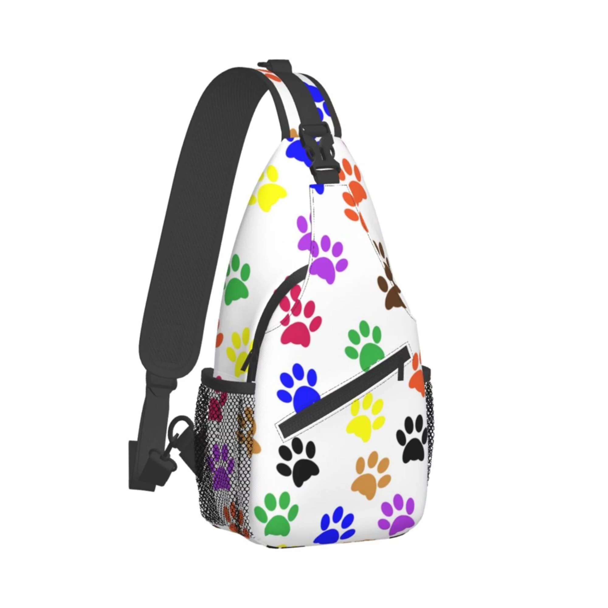 ZICANCN Crossbody Sling Bags for Women Men,Colourful Pet Dog Paw Casual Shoulder Backpacks for Hiking Daypacks