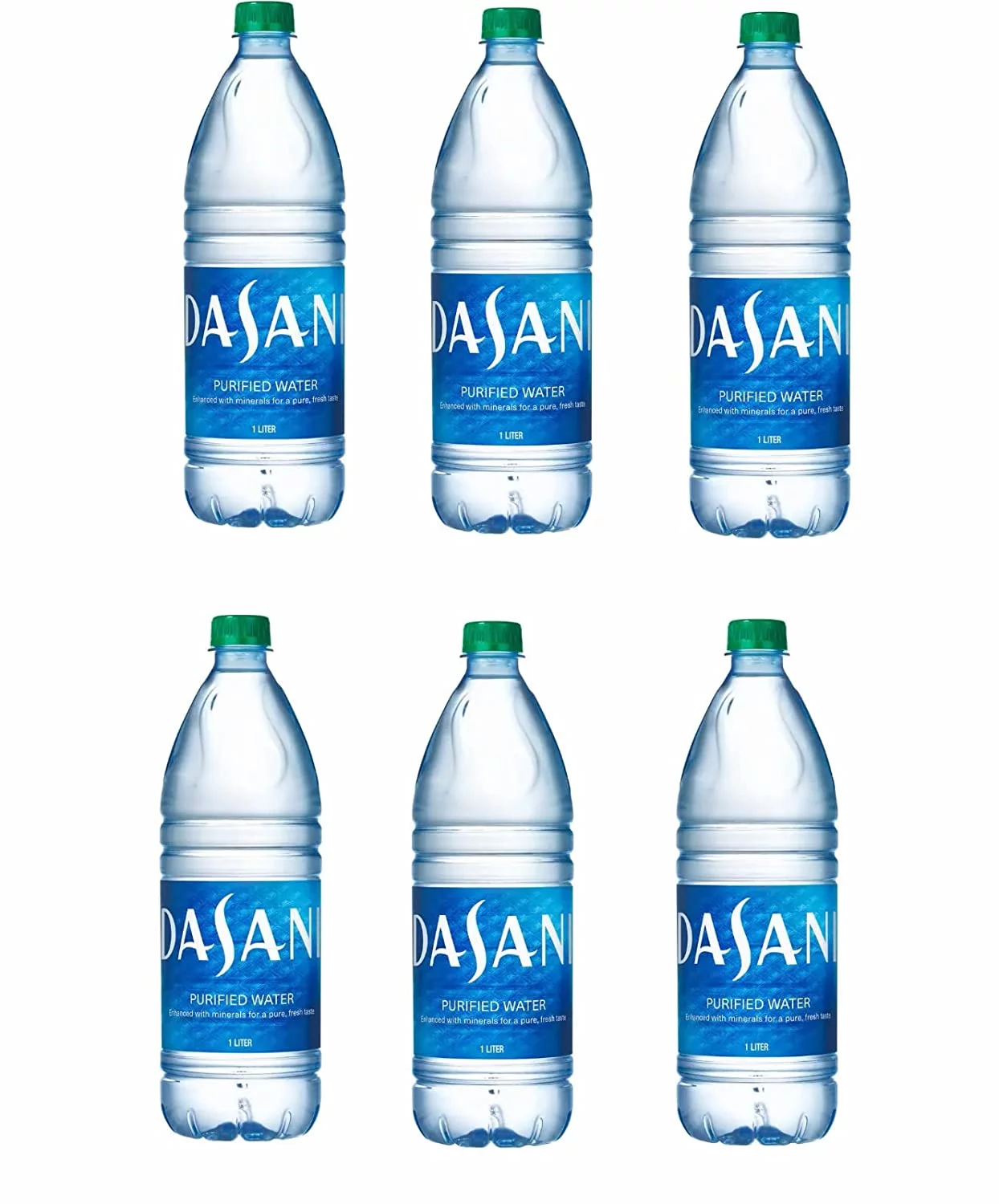Dasani Water, Purified and Enhanced With Minerals, 33.8 Fl Oz(1L) Pack of 6 Bottles
