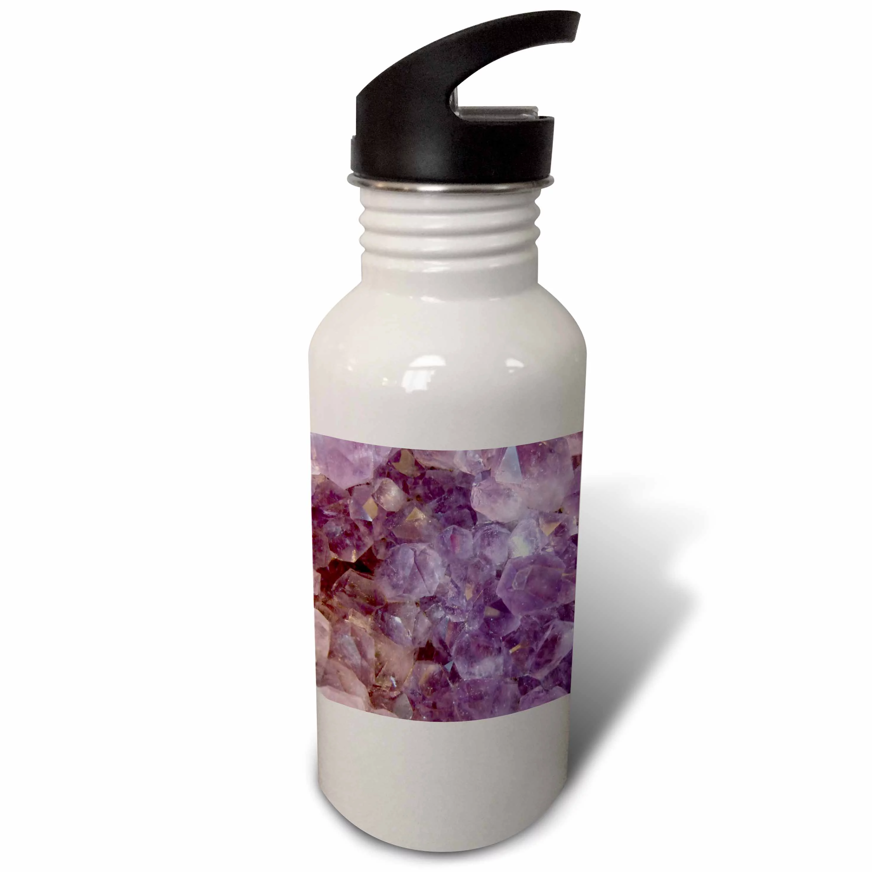 Amethyst crystal macro photography - purple gemstone texture photo - lilac gem. February birthstone 21 oz Sports Water Bottle wb-162581-1