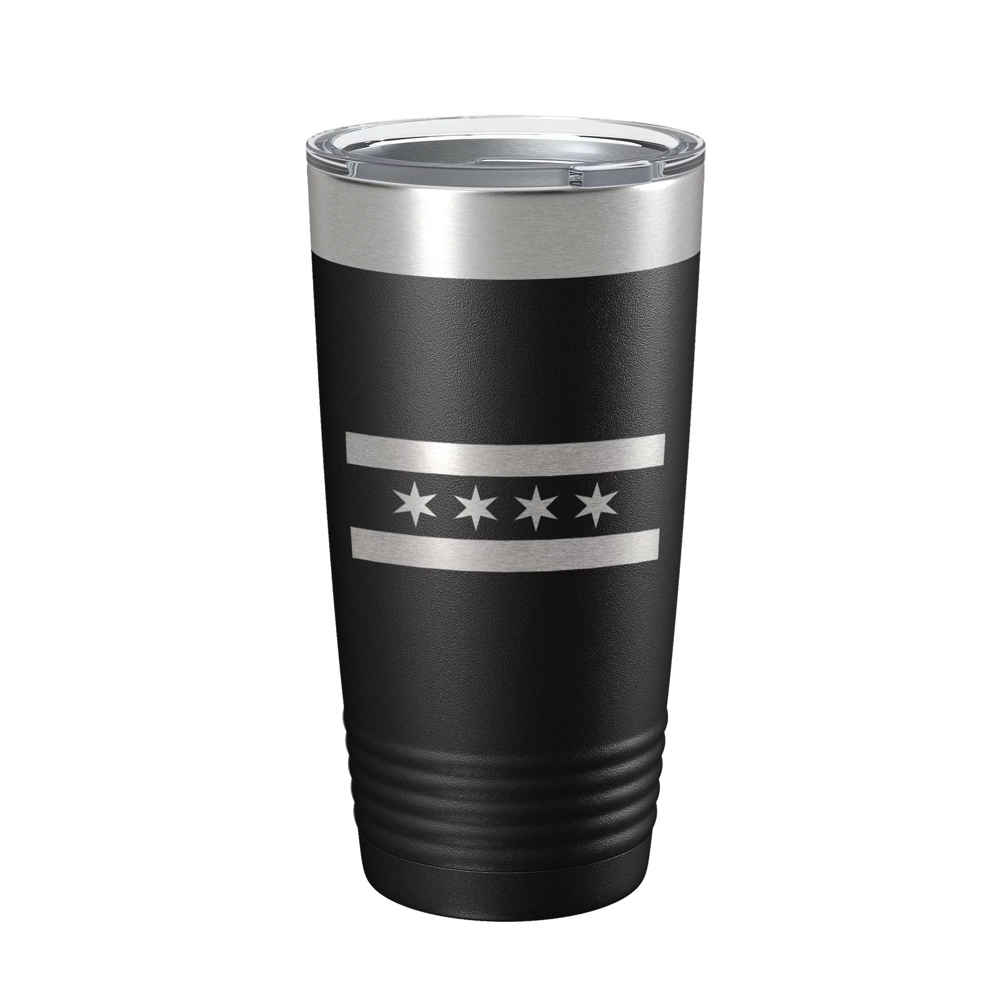 Chicago IL Flag Tumbler Chitown Travel Mug Gift Insulated Laser Engraved Coffee Cup 20 oz Black