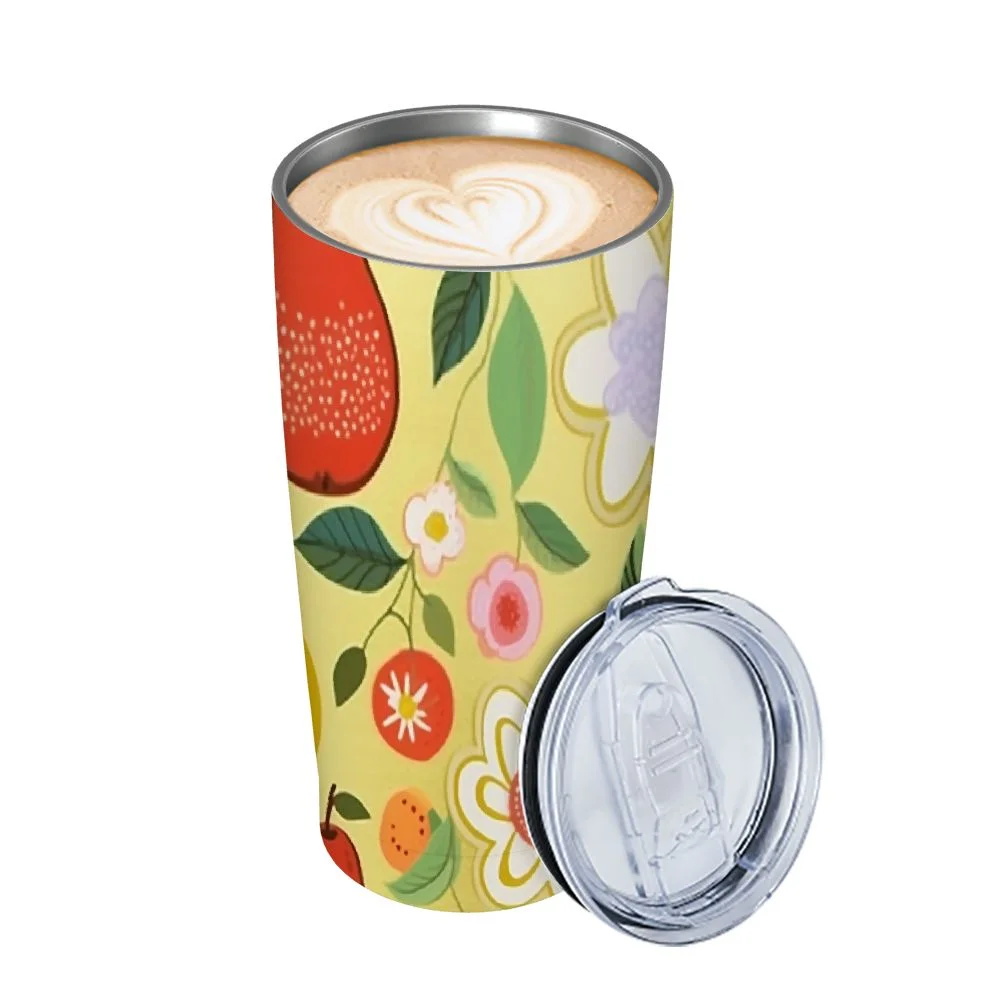 GOSMITH  Colourful Pear Apple Patchwork Fruit Kids Water Bottles with Lids Straw Insulated Stainless Steel Water Bottles Double Walled Leakproof Tumbler Travel Cup for Girls Boys Toddlers Green