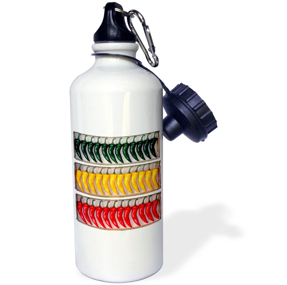 3dRose Chili Pepper, Sports Water Bottle, 21oz