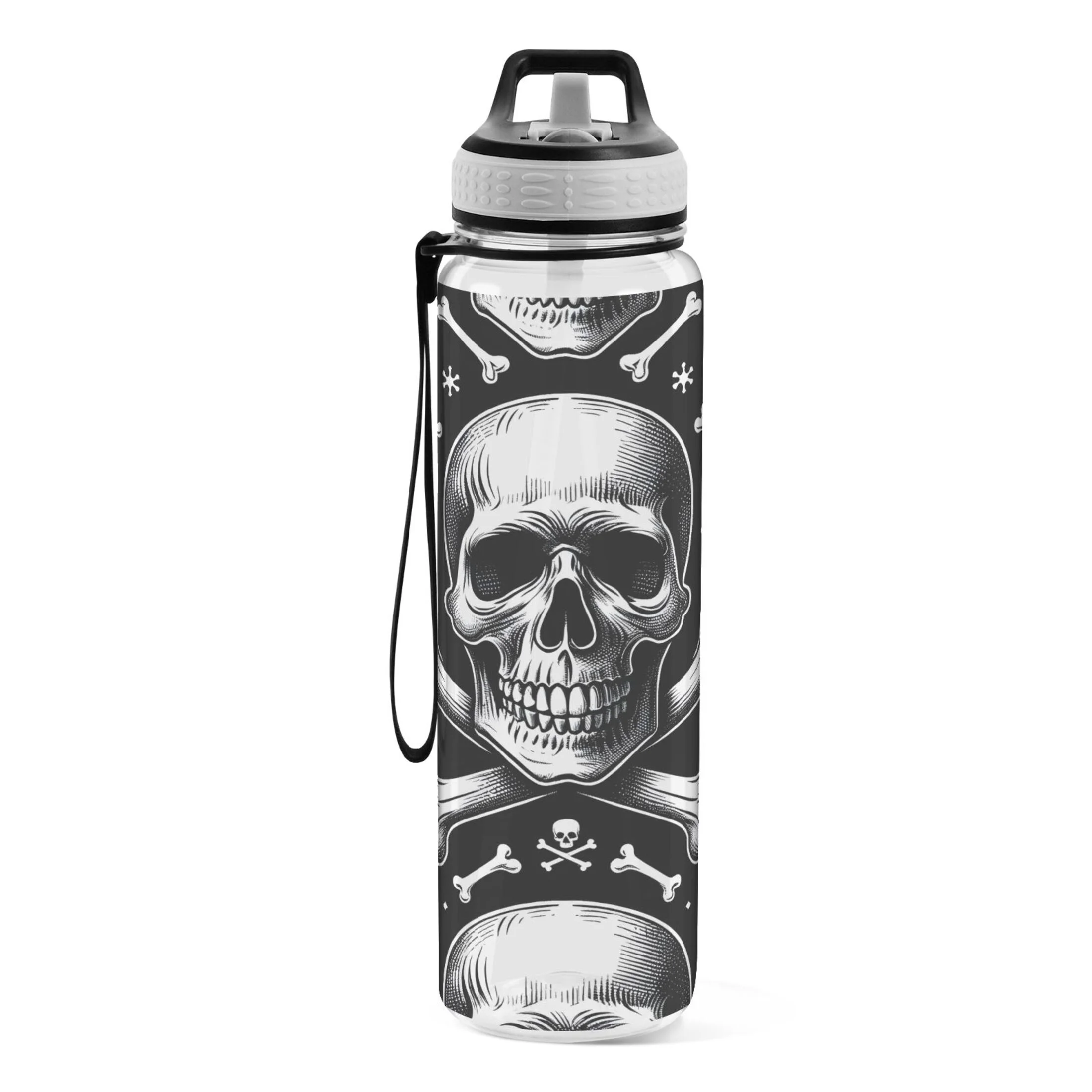 Skeletons Halloween 32oz Sports Water Bottles Leakproof Tritan Bottle with Straw BPA Free Clear Bottle for Fitness Gym Outdoor Cycling