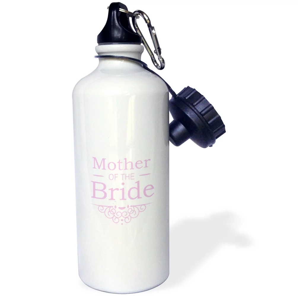 3dRose Mother of the Bride in pink - Wedding - part of matching marriage party ceremony set - fancy swirls, Sports Water Bottle, 21oz