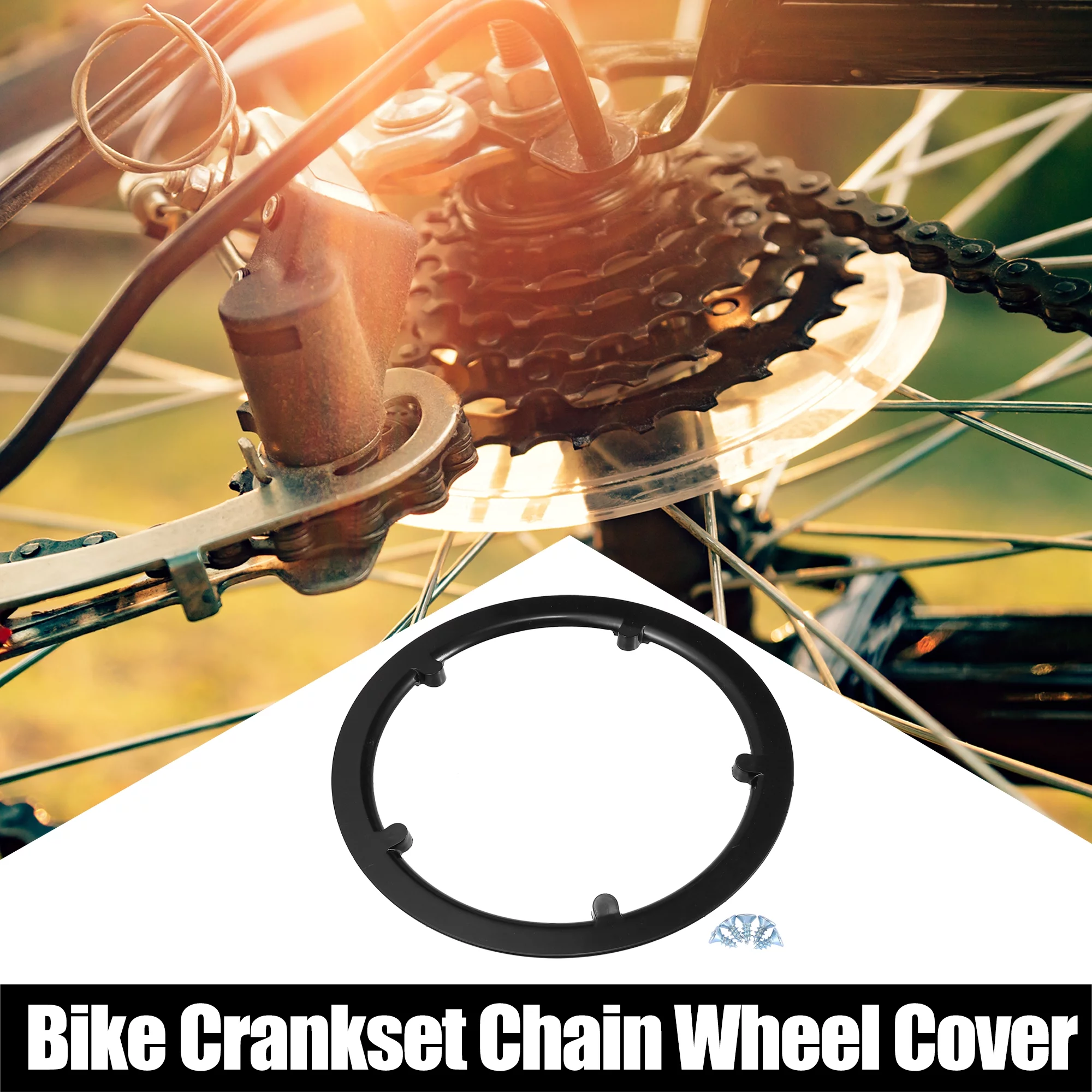 Unique Bargains 2 Pcs 52 Teeth 10.6cm 5 Holes Bicycle Bike Crankset Chain Wheel Cover Protector Chain Wheel Protective Cover Black