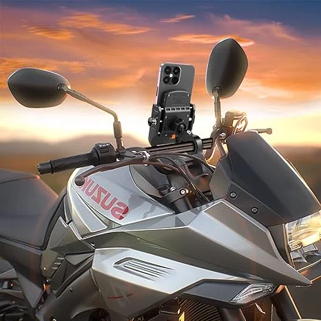 Motorcycle Wireless 15W Qi/USB Quick Charger 3.0 Phone Holder 2 in 1 Mount on 22-32mm Handlebar or Rear-View Mirror Fast Charging for 3.5-6.8 inch Cellphones(black)