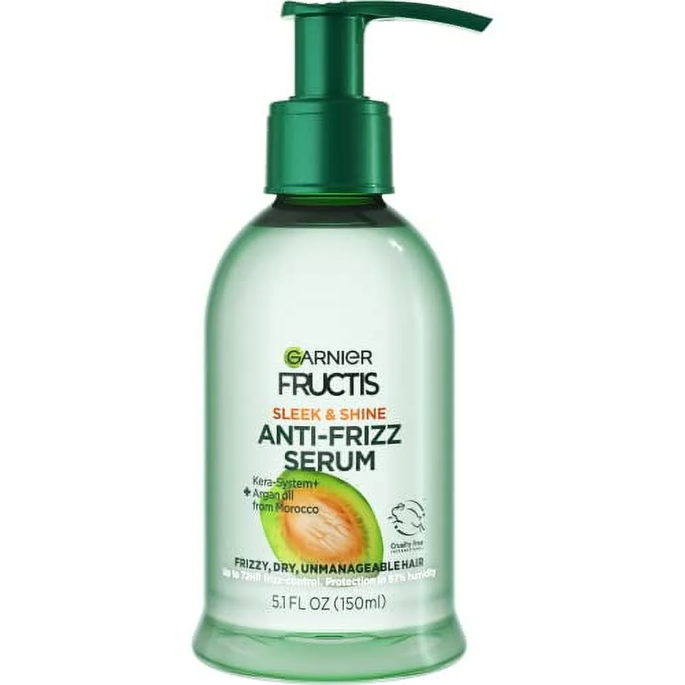 Garnier Fructis Sleek and Shine Anti-Frizz Serum, Frizzy, Dry, Unmanageable Hair, 5.1 fl; oz.