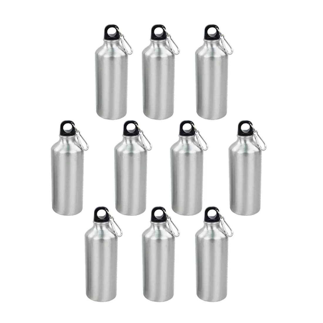 PreAsion 10pcs 600ml Water Bottle with Safe Lock Aluminium Silver
