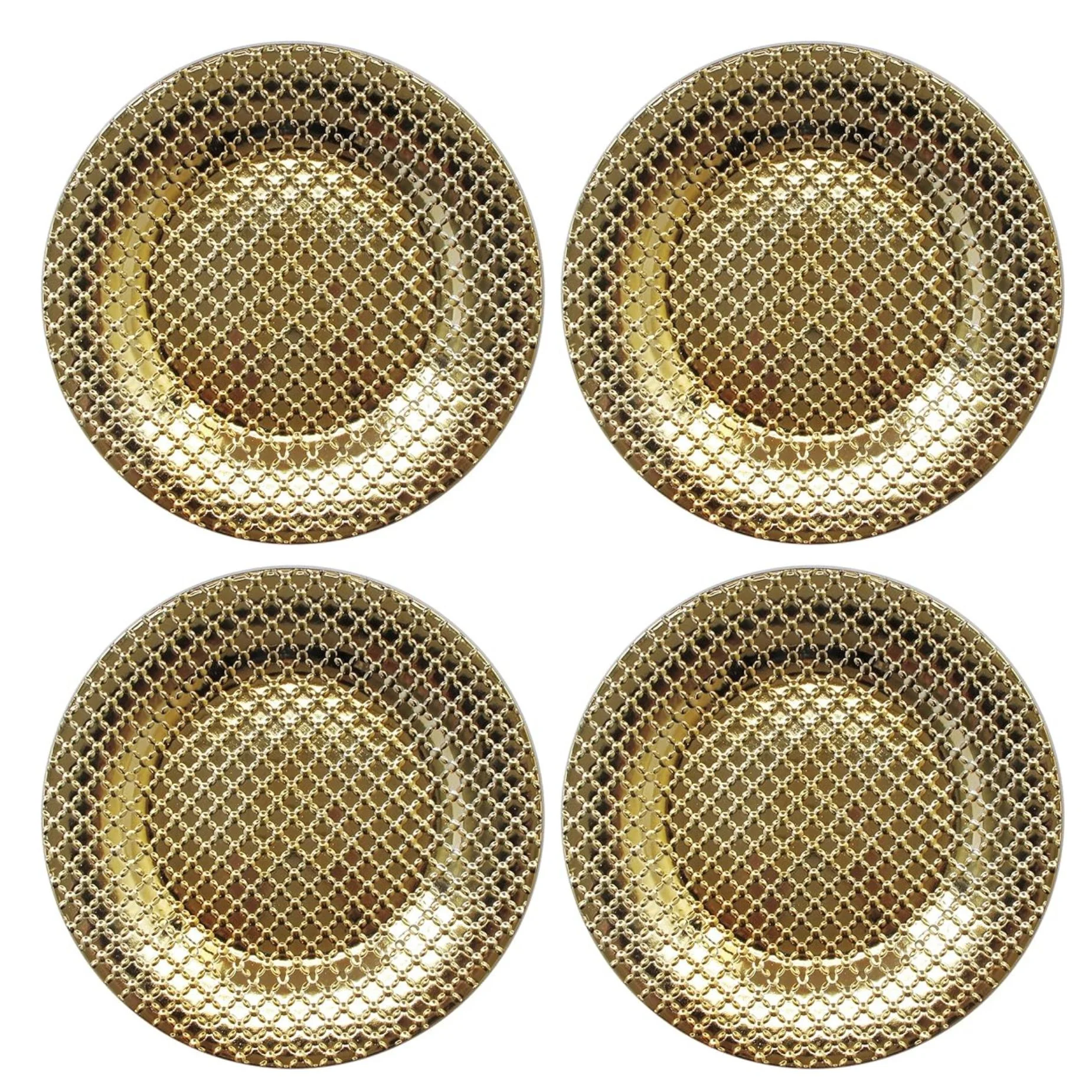 American Atelier, Round, Links Melamine Decorative Gold Charger Plates, Set of 4, 13