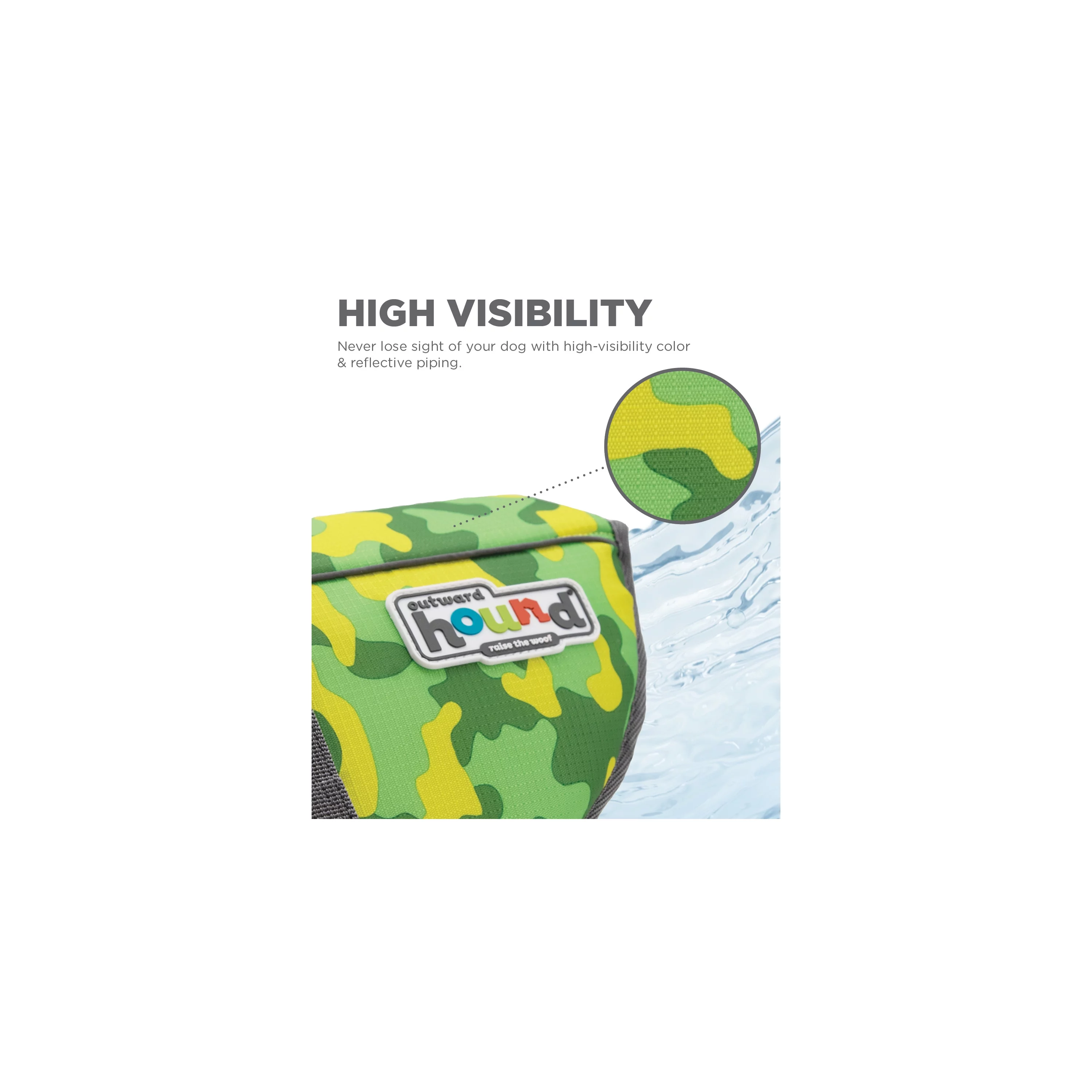 Outward Hound Granby Splash Dog Life Jacket, Camo, Large