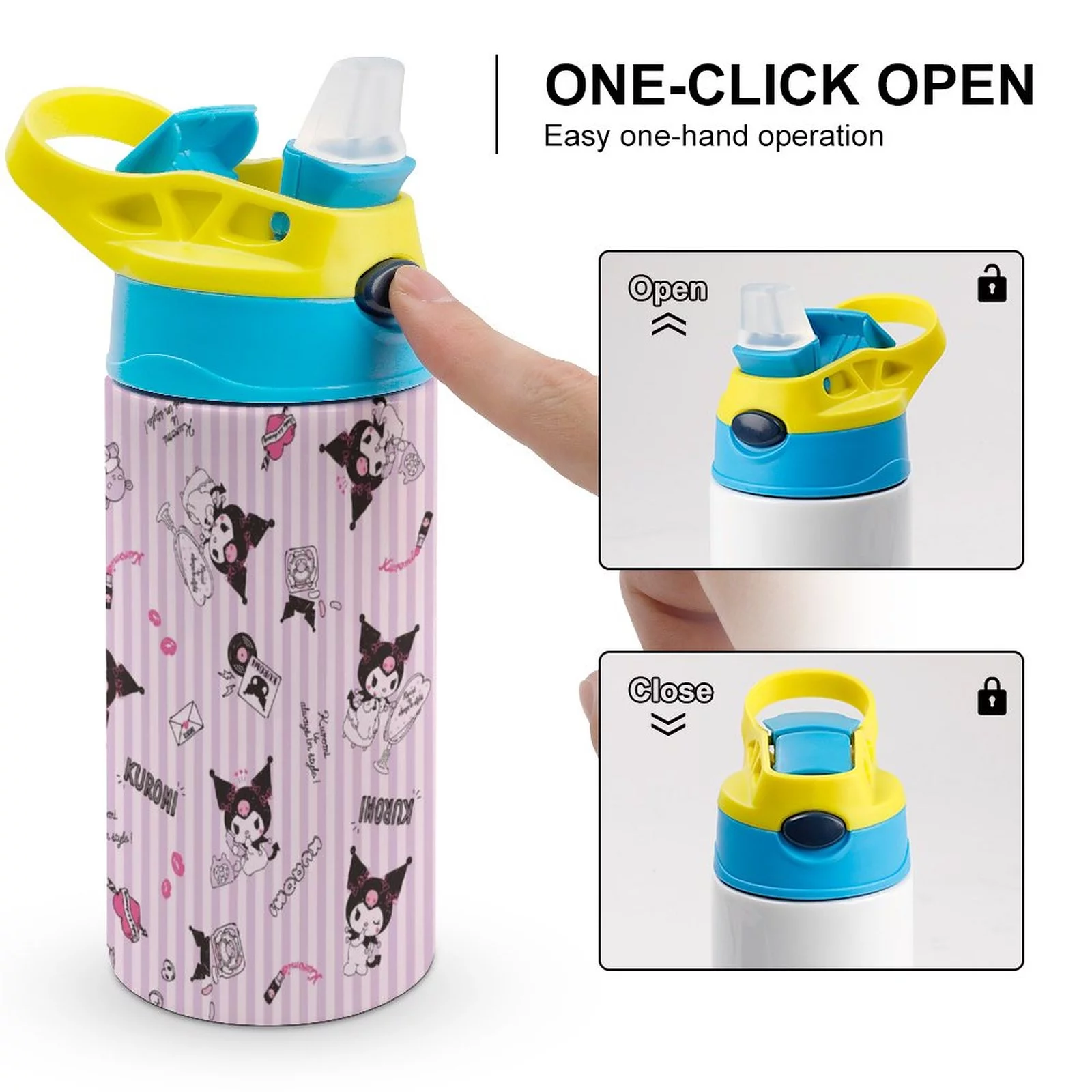 Kuromi My Melody Children's Water Bottle Vacuum Insulated Stainless Steel Cup With Straw Toddler Thermoses