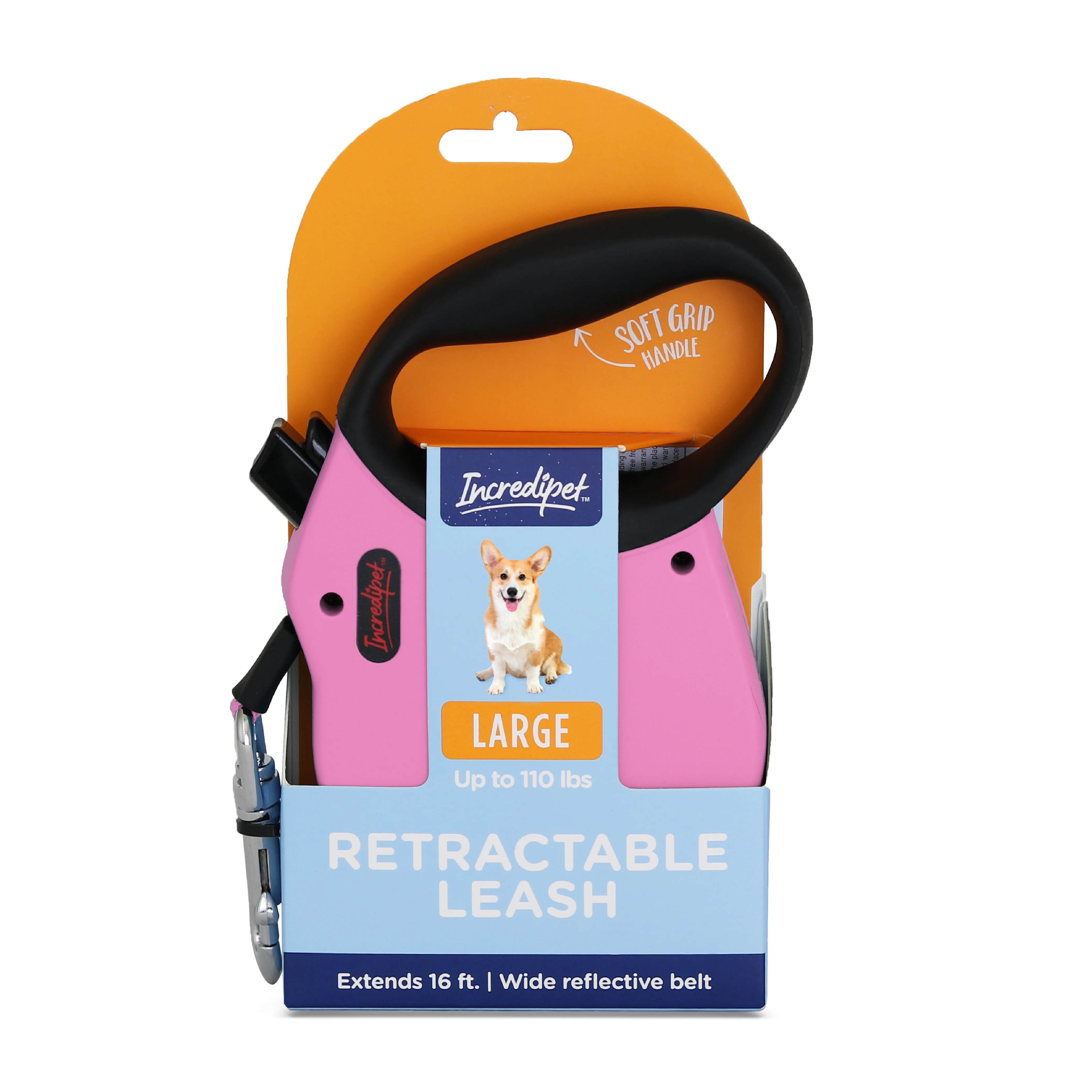 Incredipet Reflective Retractable Pink Leash for Large Dogs