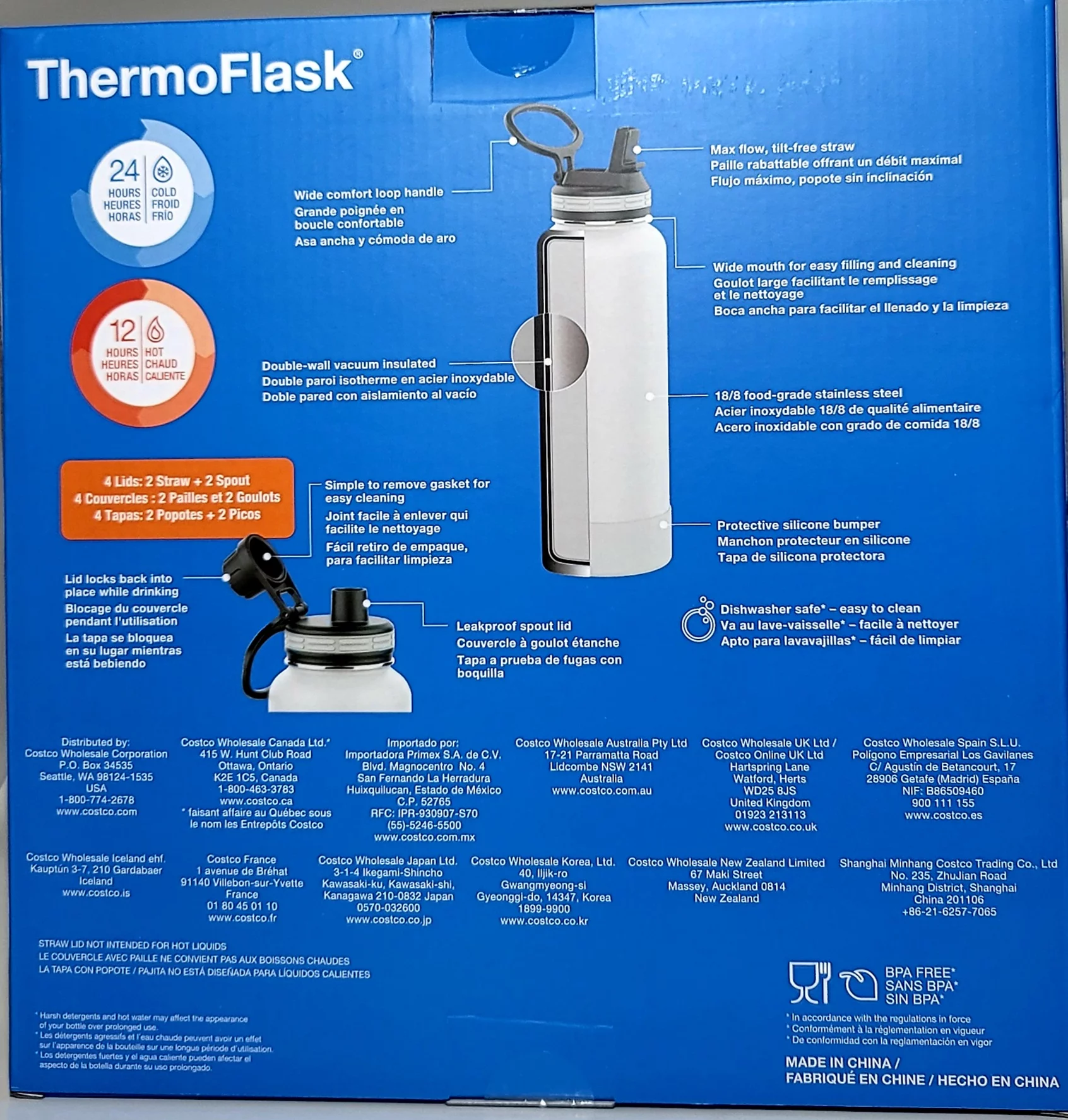 ThermoFlask 40oz Insulated Stainless Steel Water Bottle, 2-pack