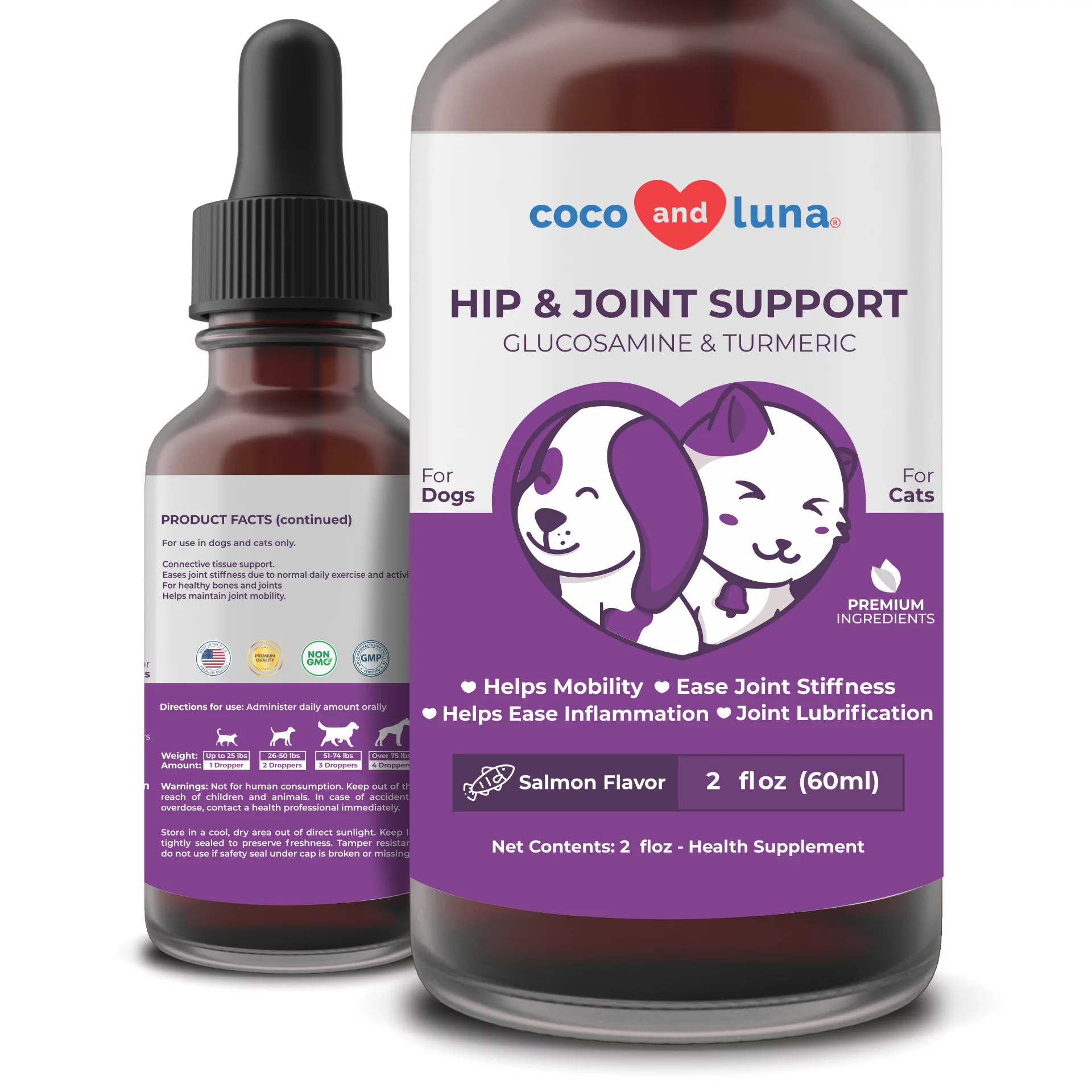 Coco and Luna Hip and Joint Support for Dogs and Cats - 2 fl oz (60ml)