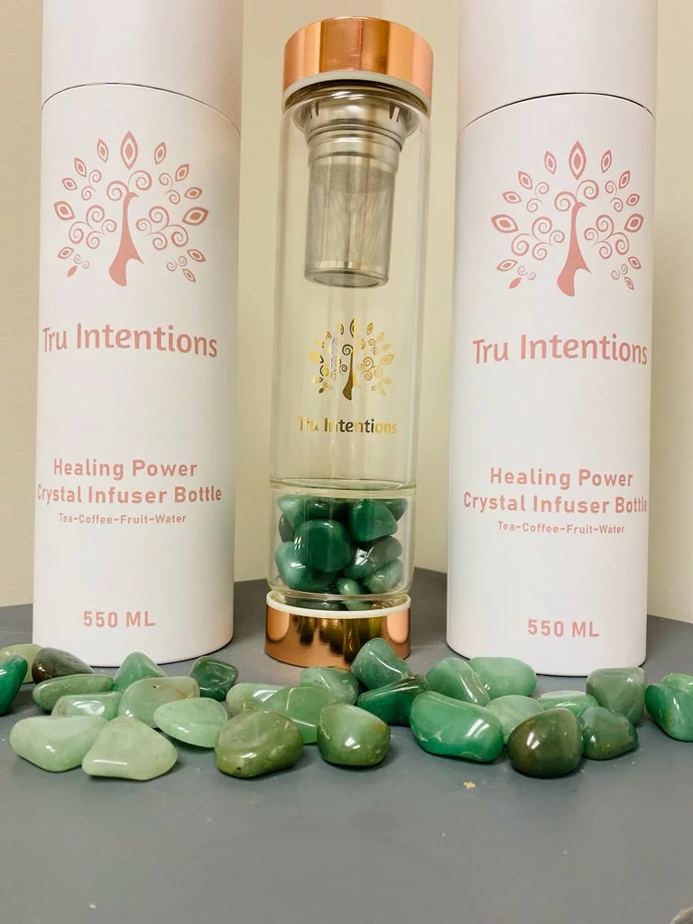 Rose Gold - Aventurine Healing Power Crystal Infuser Glass Bottle