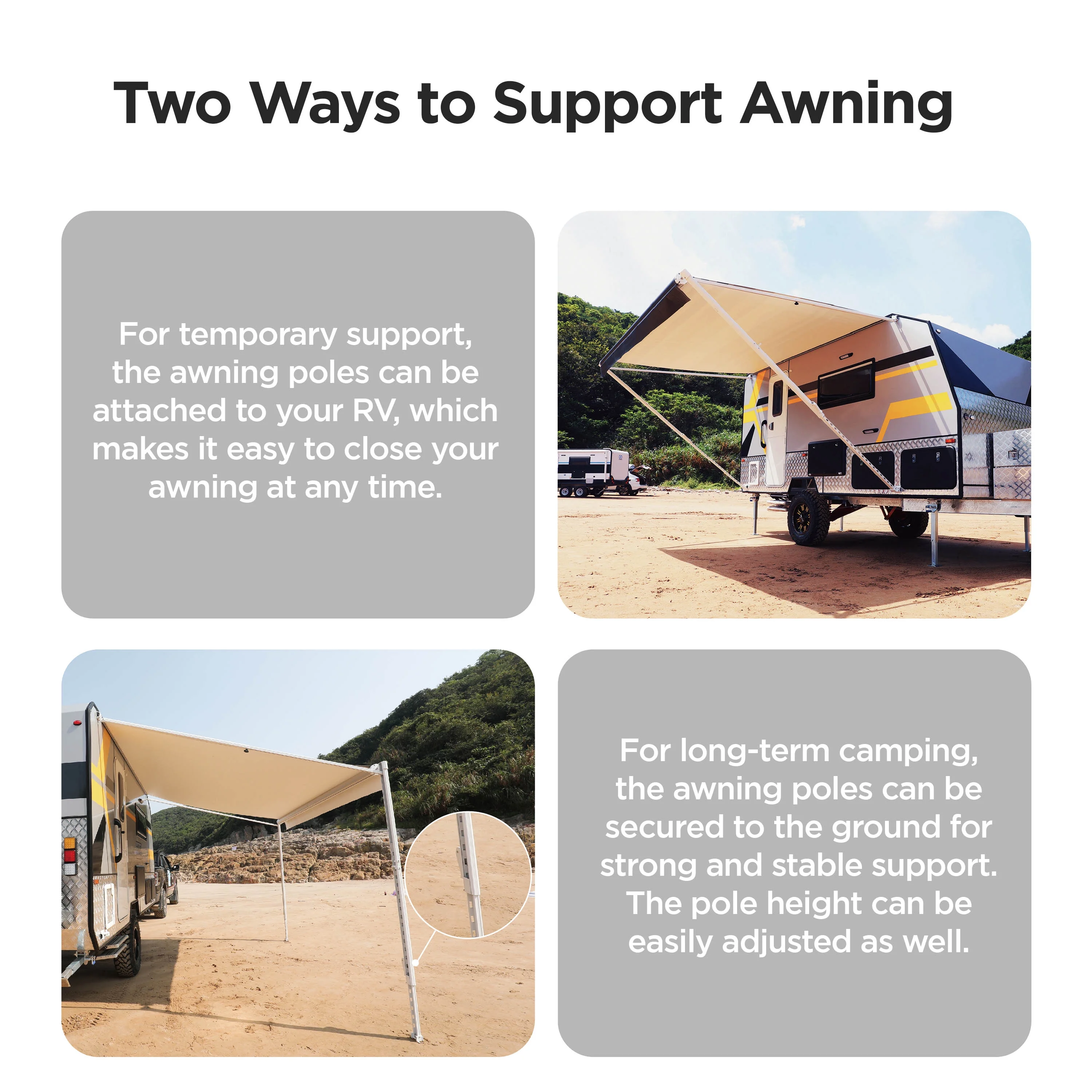 ALEKO Retractable RV Awning 16X8 ft Patio Camping Waterproof Vinyl Canopy Black