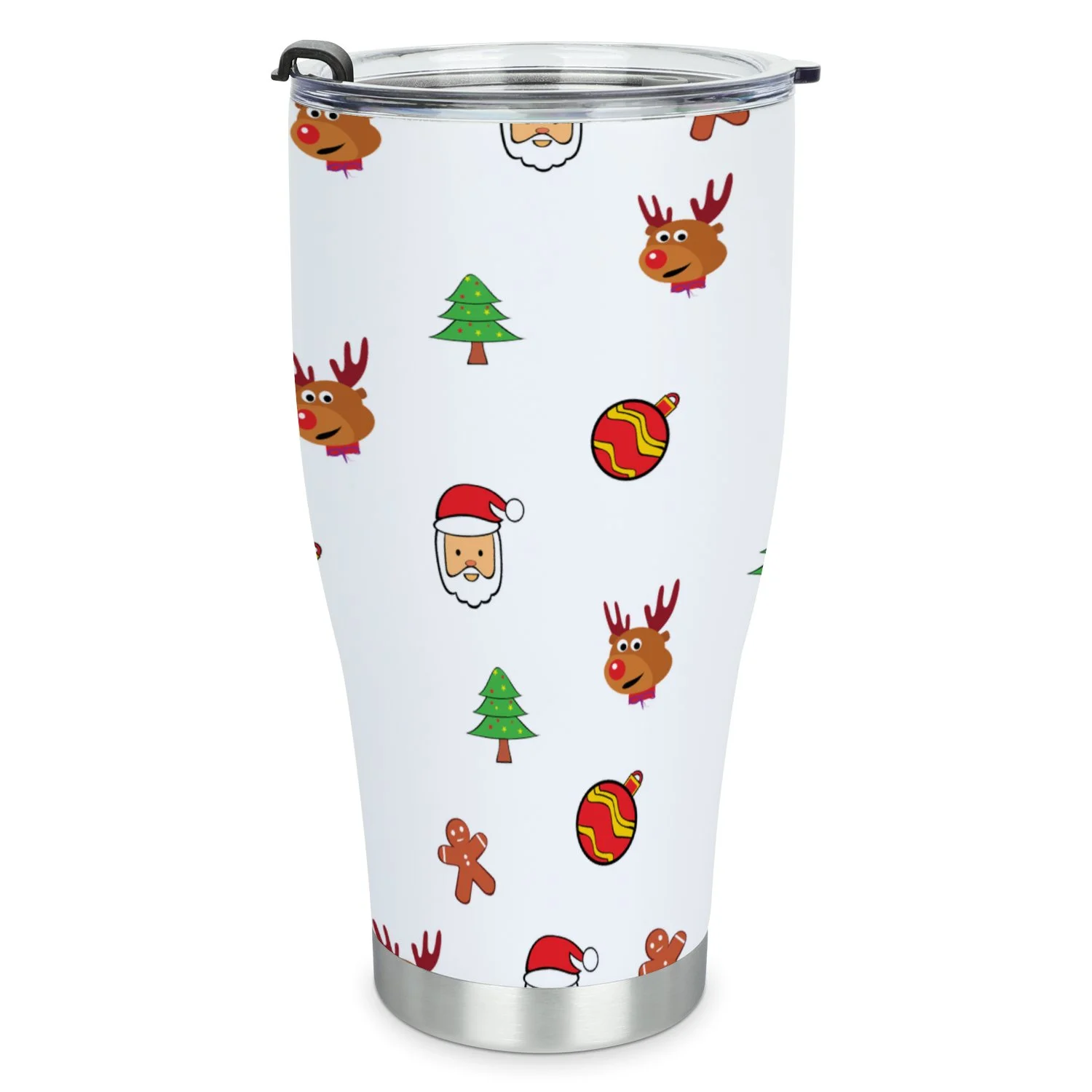 Hidove Stainless Steel Tumbler, New Year and Christmas Seamless Pattern 30oz Leak Proof & Stainless Steel Bottle for Hot & Cold Drinks - Coffee Travel Mug, Water Metal Canteen, Thermal Cup