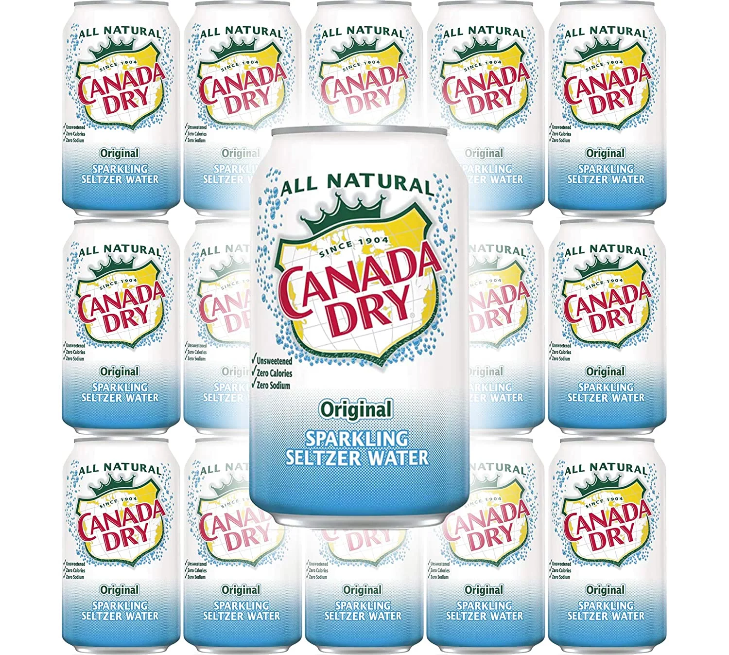 Canada Dry Original Sparkling Seltzer Water, 12oz Can (Pack of 15, Total of 180 Oz)