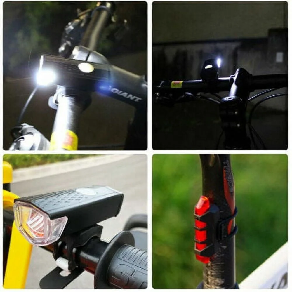 2 Sets USB Rechargeable LED Bicycle Headlight Front Rear Lamp
