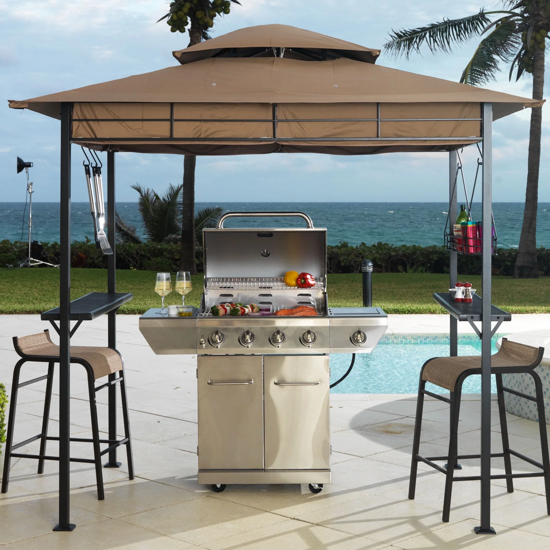 Brylanehome Bbq Grillzebo, Khaki Gazebo