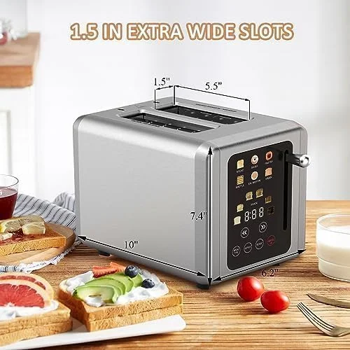 Pre-Owned WHALL Touch Screen Toaster 2 Slice Digital Timer KST075AU - STAINLESS STEEL (Fair)