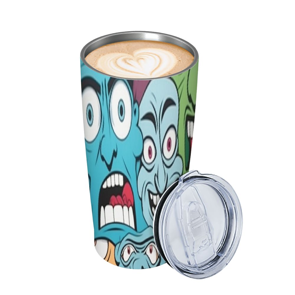 Shangniulu Weird Faces Funny Funny Tumbler Stainless Steel Coffee Mug Insulated Travel Car Cup with Straw and Lid Water Bottle 20 Oz