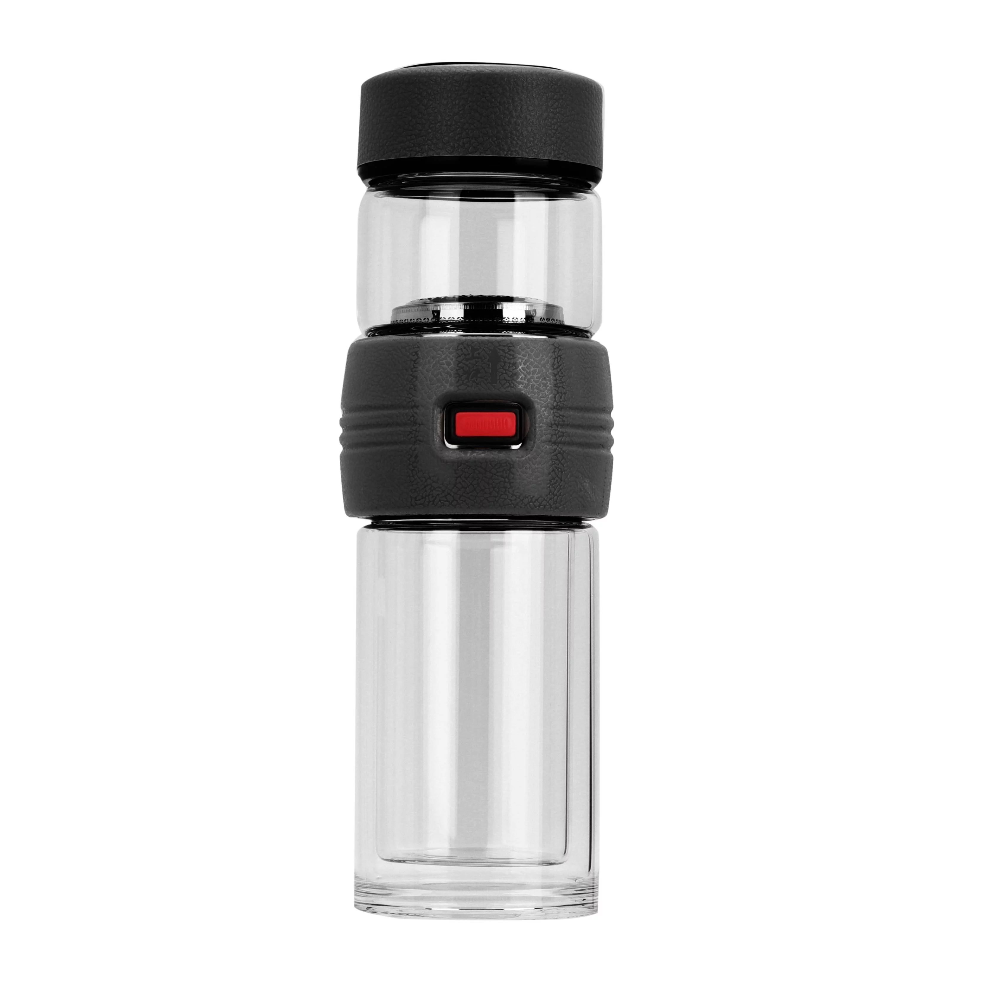 Double Layer Glass 400 ml Portable Tea Cup Filter Leak-proof Separating Water Bottle (Black)
