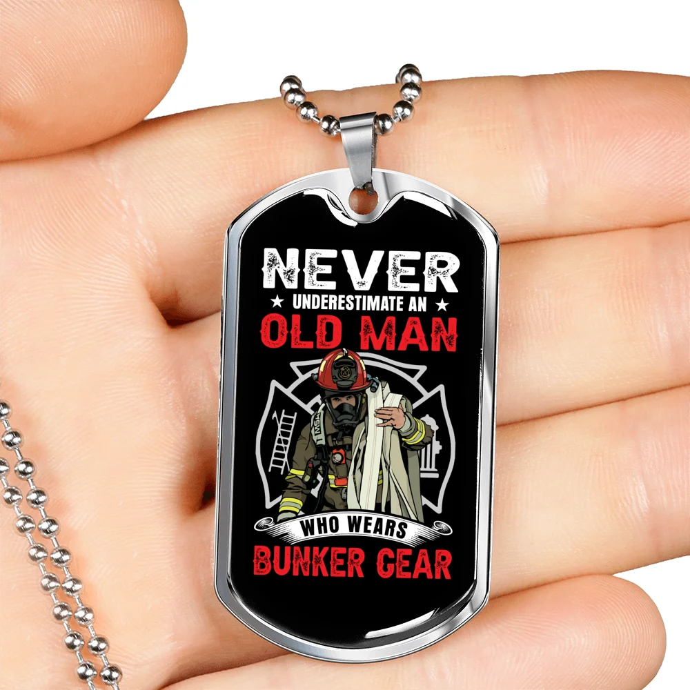 Who Wears Bunker Gear Firefighter Stainless Steel or 18k Gold Dog Tag 24