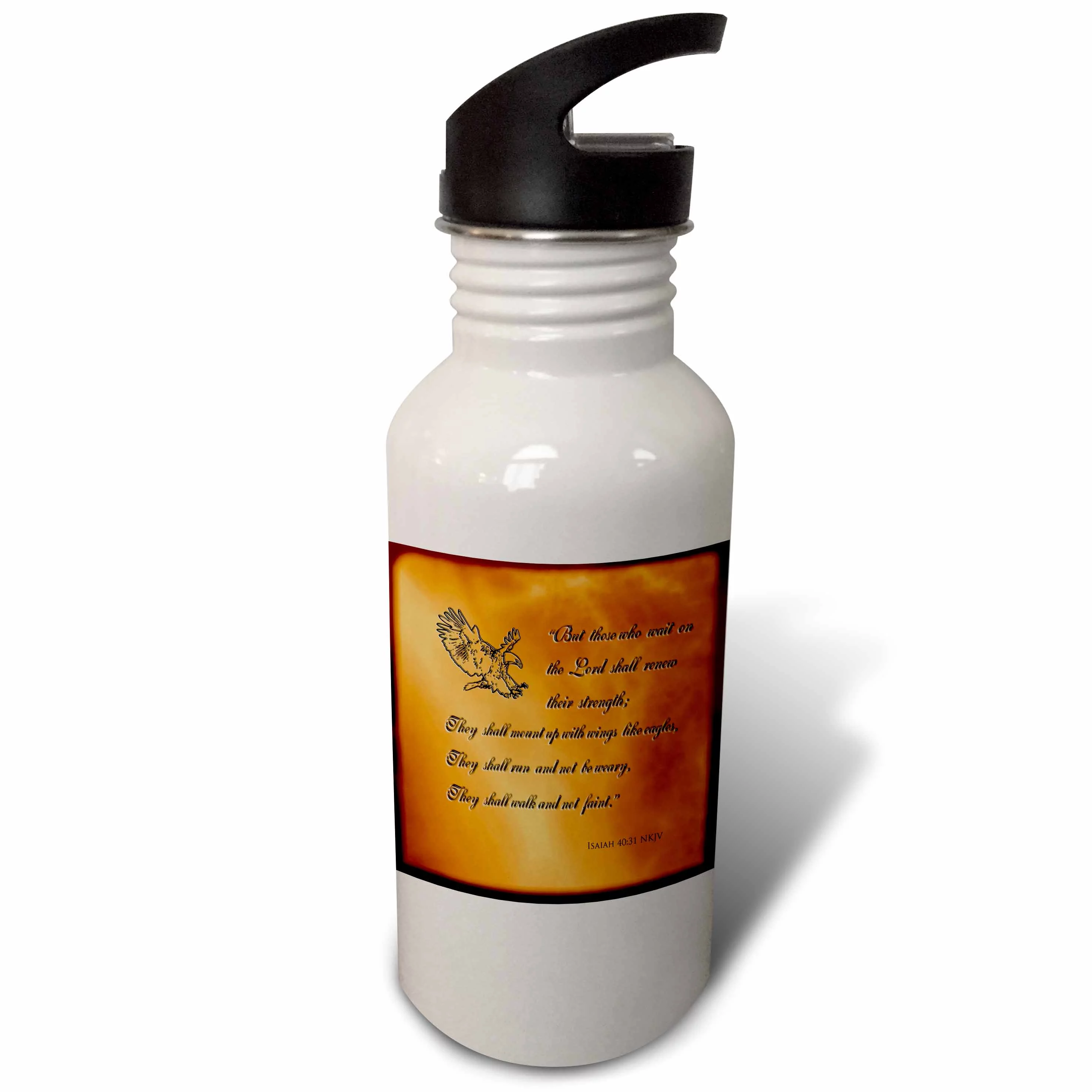 Isaiah 40 31 Bible verse with eagle engraved into a copper background  21 oz Sports Water Bottle wb-30756-1
