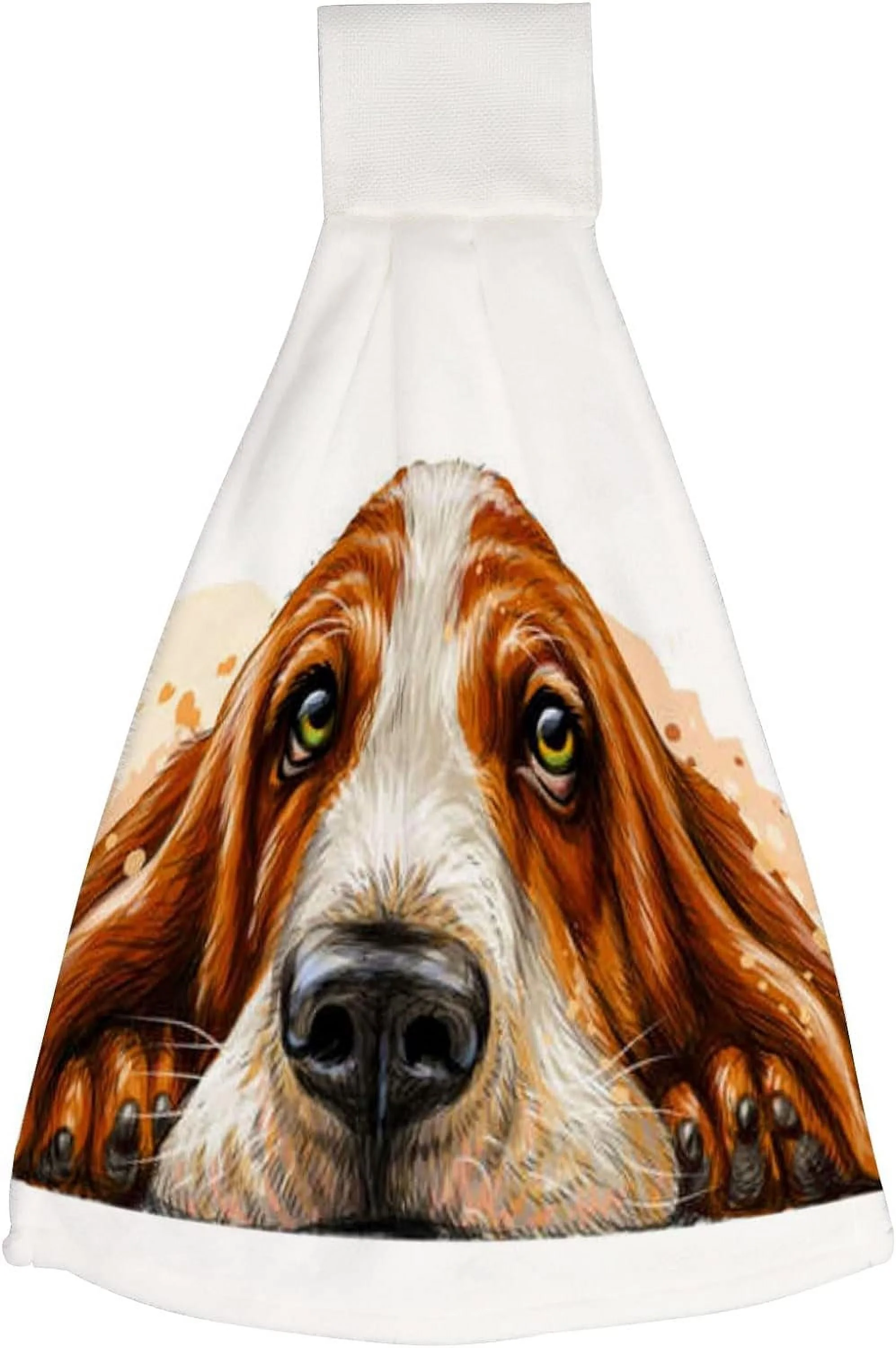 Hanging Towels set of 2 Dish Towels Watercolor Dog Breed Basset Hound Absorbent Hand Towels with Hanging Loop Washcloth for Bathroom Kitchen