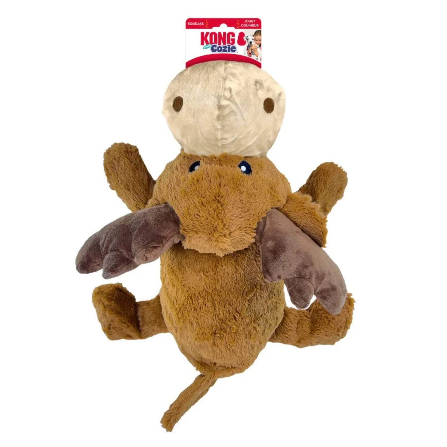 KONG Cozie Marvin Moose Plush Dog Toy Brown Medium