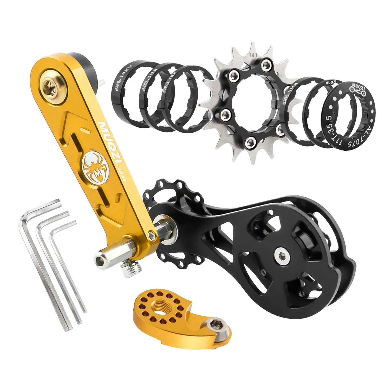 kesoto Bike Single Speed Conversion , Chain Tensioners Portable Repairing Easy Installation Speed Converter Single Speed Cassette Gold 16T